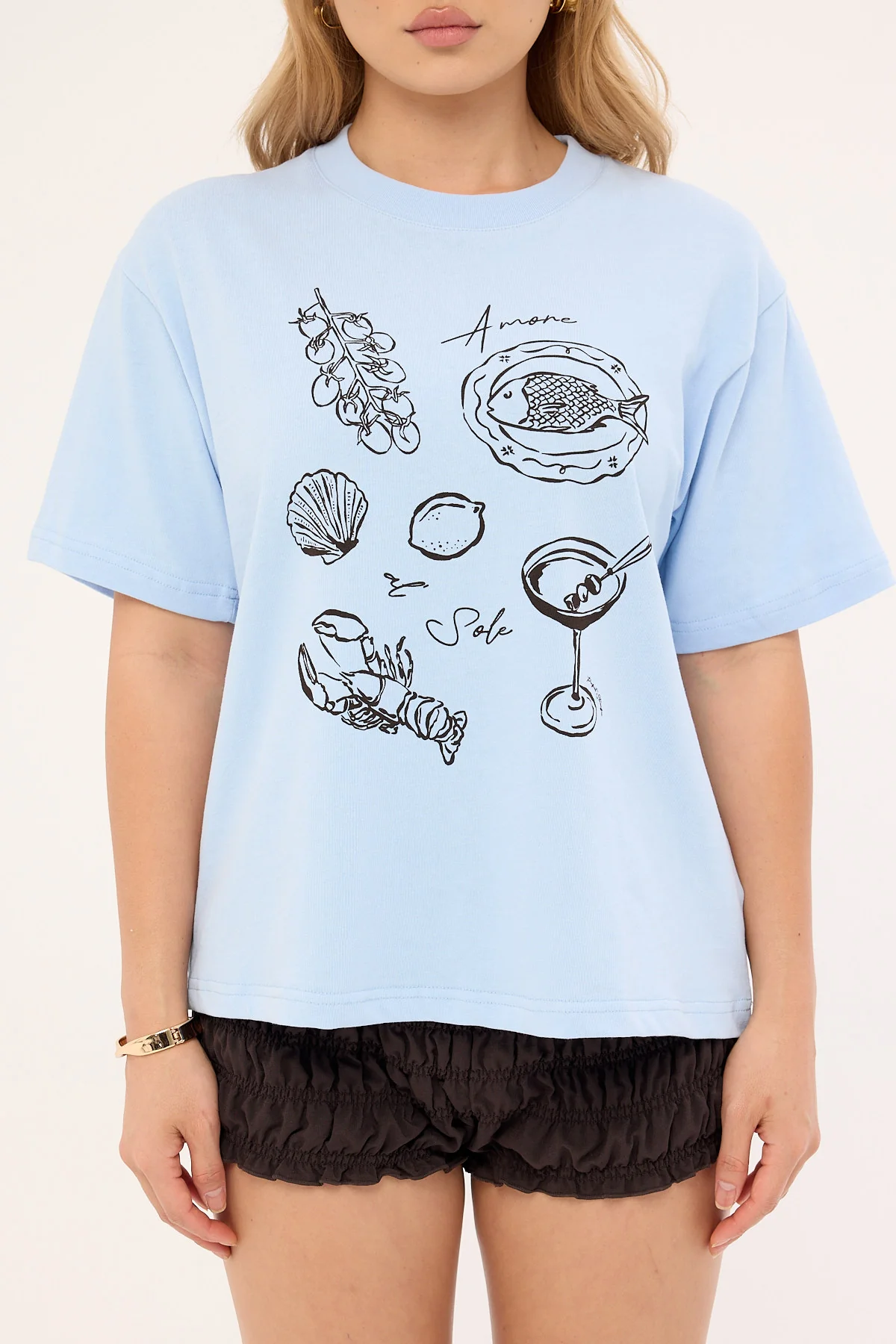 Perfect Stranger Amore Al Sole Oversized Graphic Tee Blue - Image 7
