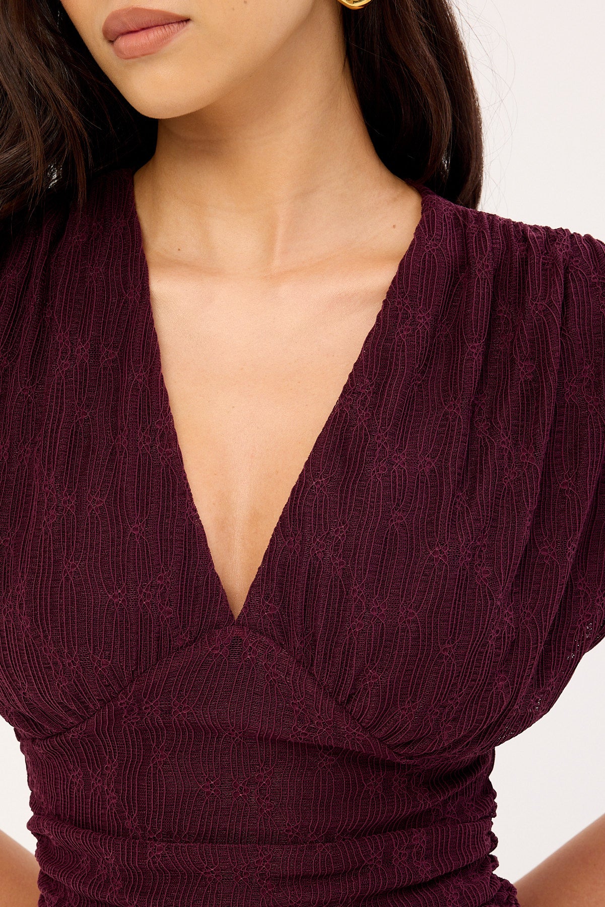 Perfect Stranger Ardena Frill Mini Dress Plum - Image 3