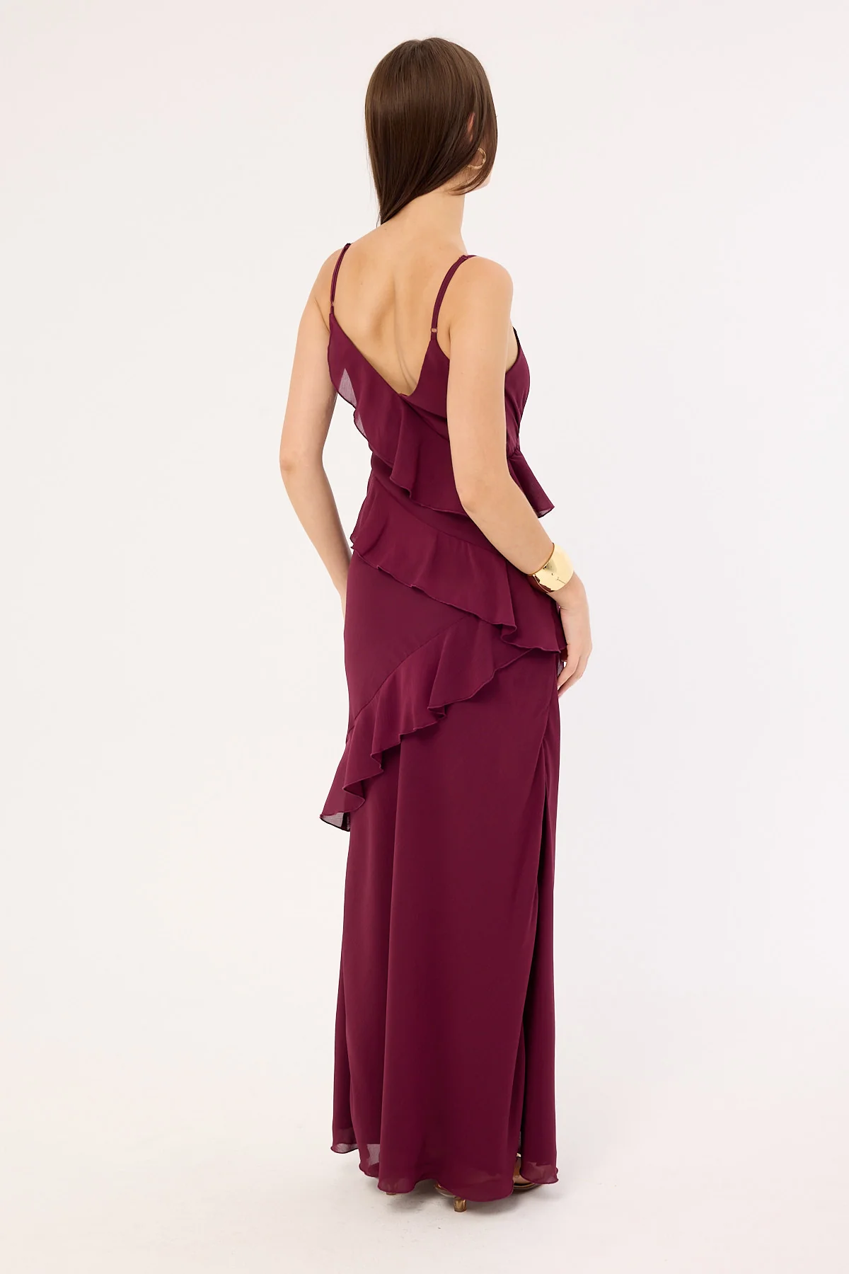 Perfect Stranger Armina Frill Maxi Dress Plum - Image 5