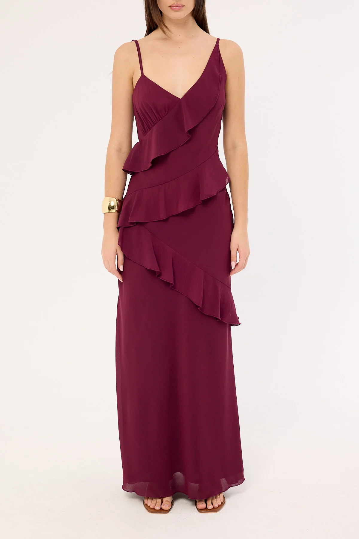 Perfect Stranger Armina Frill Maxi Dress Plum - Image 6