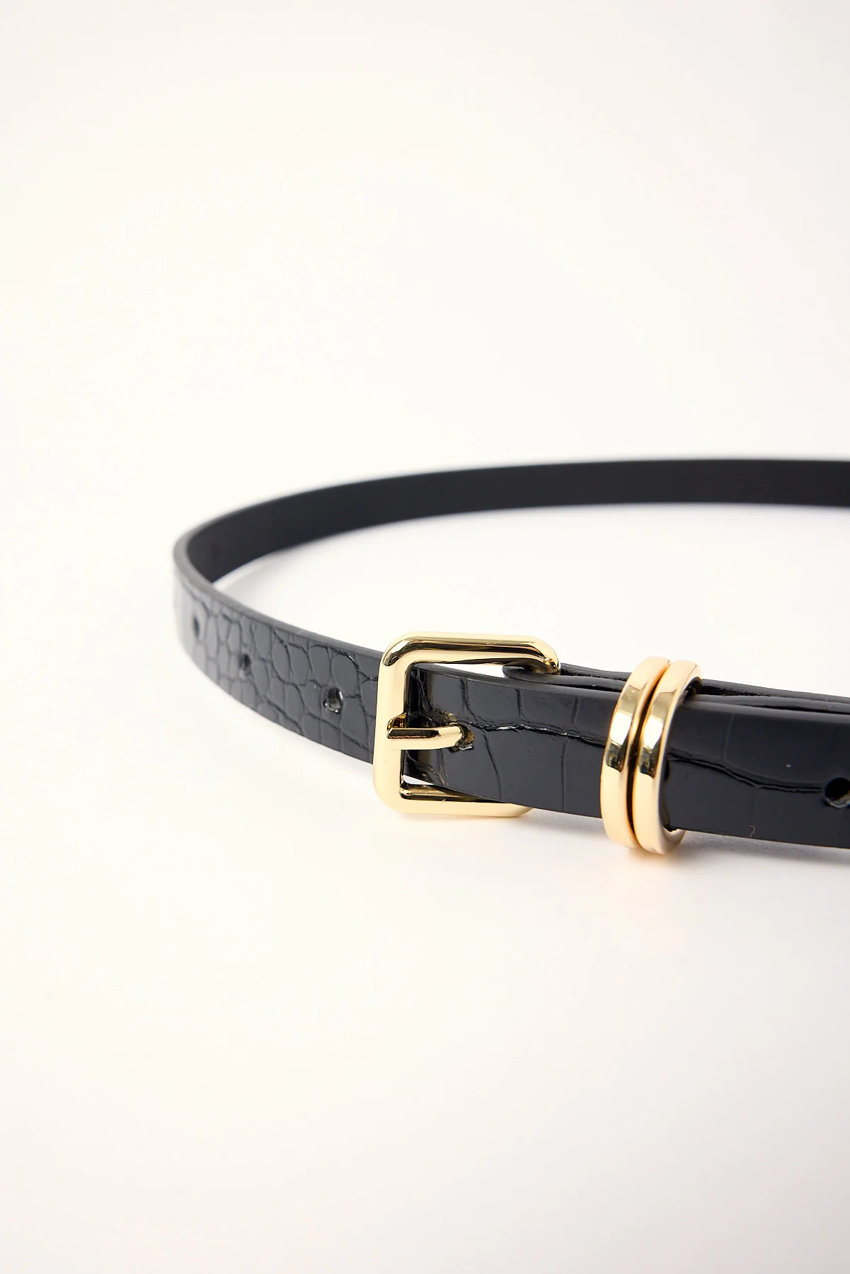 Perfect Stranger Ash Croc Thin Belt Black - Image 3