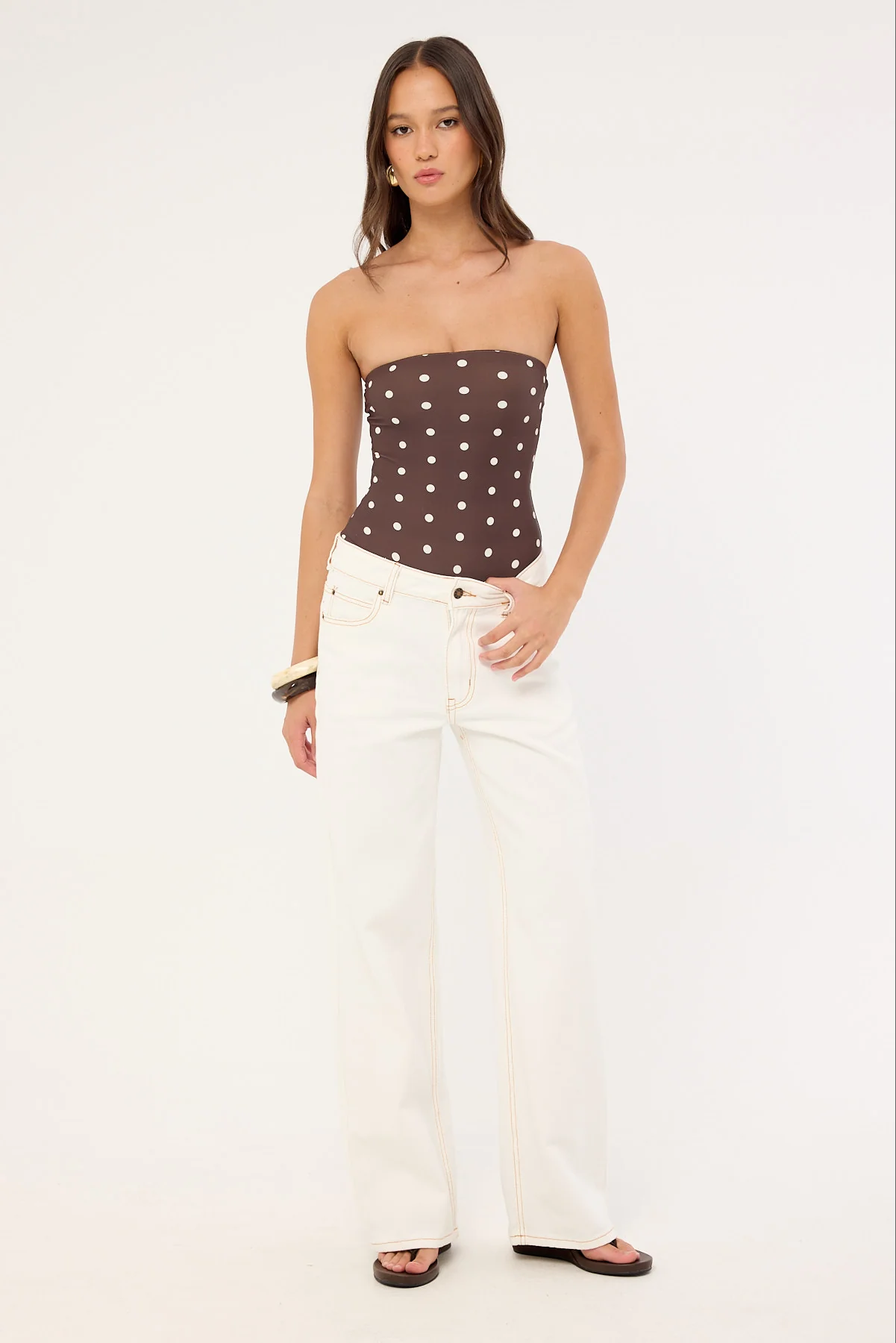 Perfect Stranger Auralie Strapless One Piece Brown Polka - Image 2