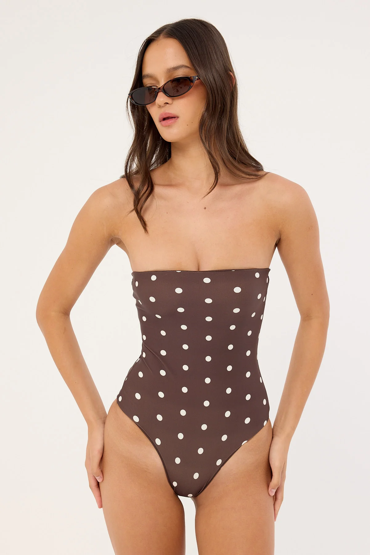 Perfect Stranger Auralie Strapless One Piece Brown Polka - Image 4