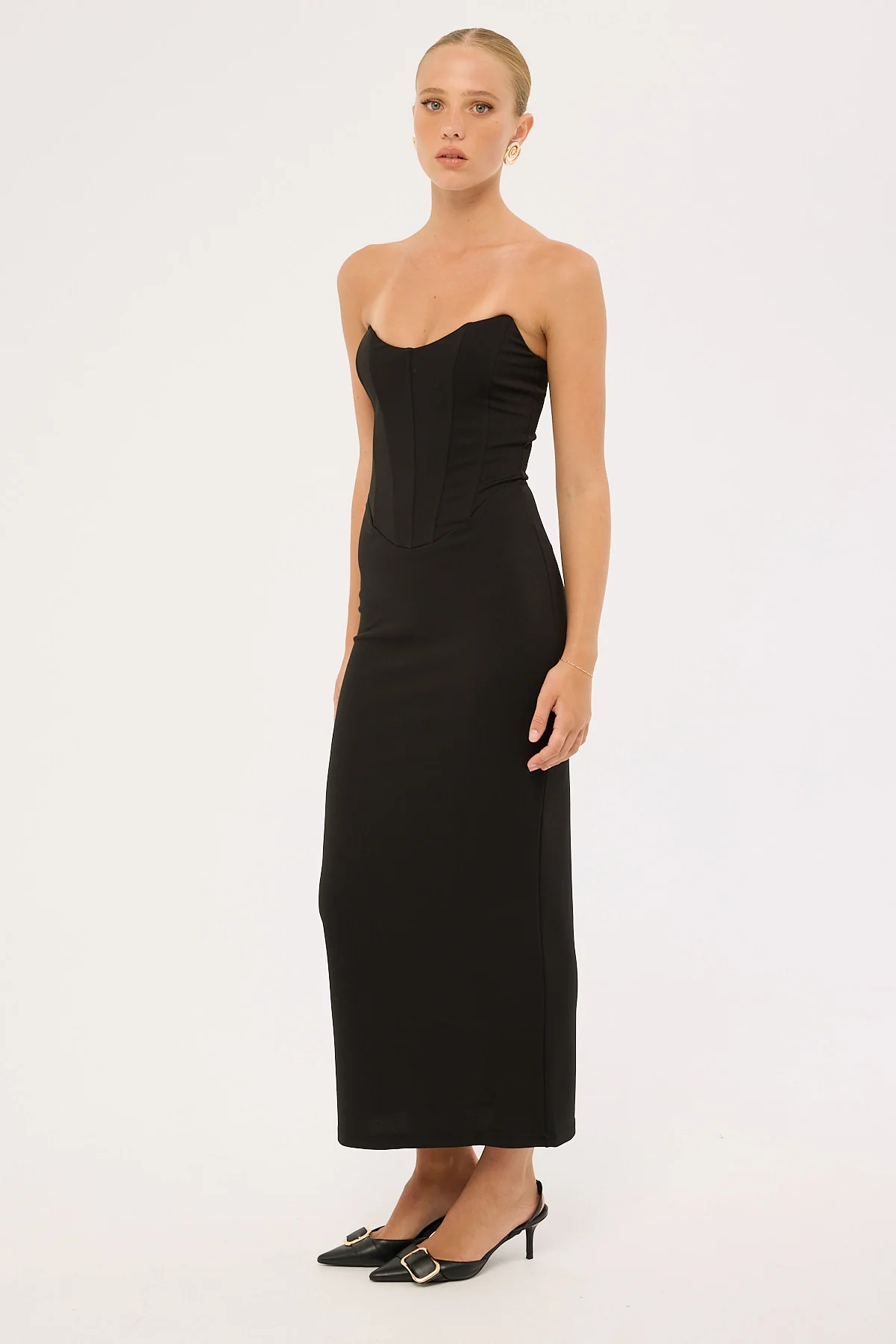 Perfect Stranger Aveline Strapless Corset Maxi Dress Black - Image 4