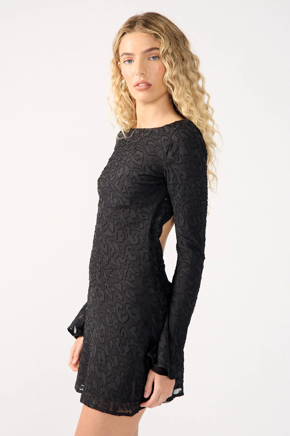 Perfect Stranger Bellina Long Sleeve Mini Dress Black - Image 3