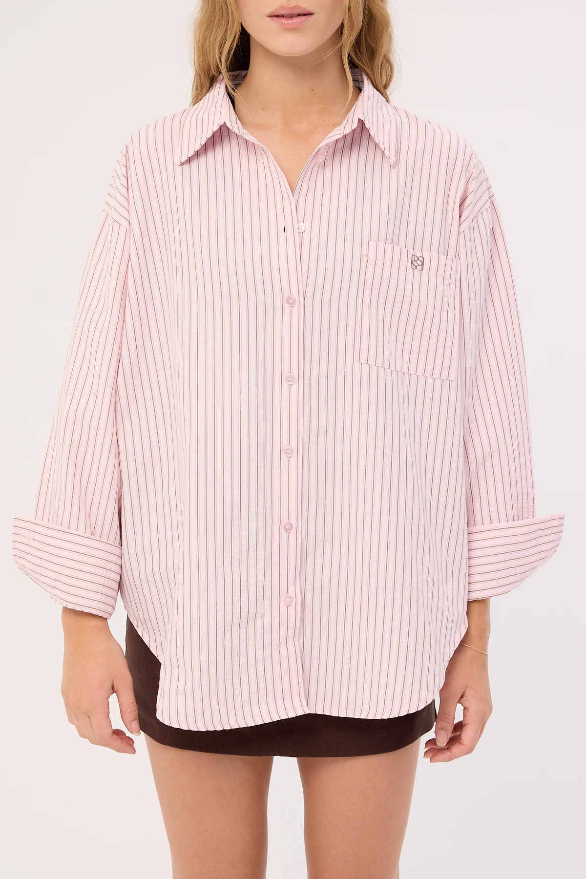 Perfect Stranger Callie Stripe Long Sleeve Shirt Pink Stripe - Image 8