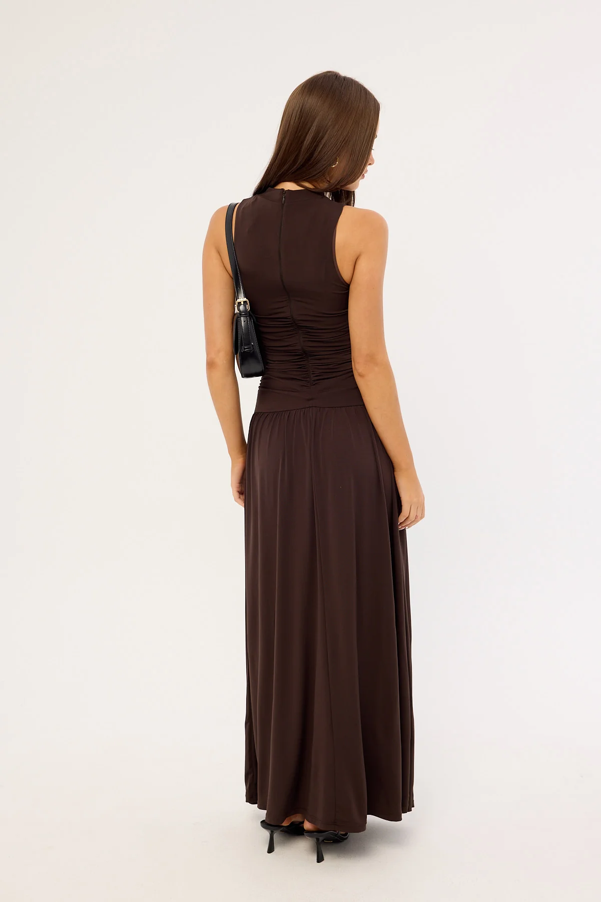 Perfect Stranger Camille High Neck Maxi Dress Brown - Image 5