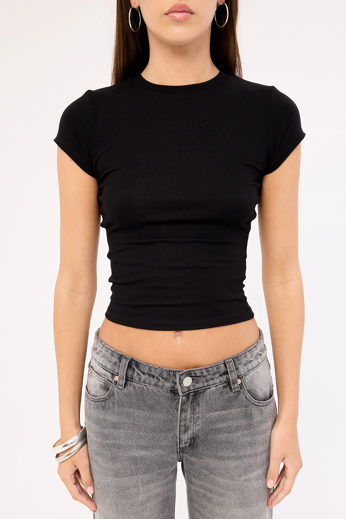 Perfect Stranger Better Viscose Cap Sleeve Tee Black - Image 6