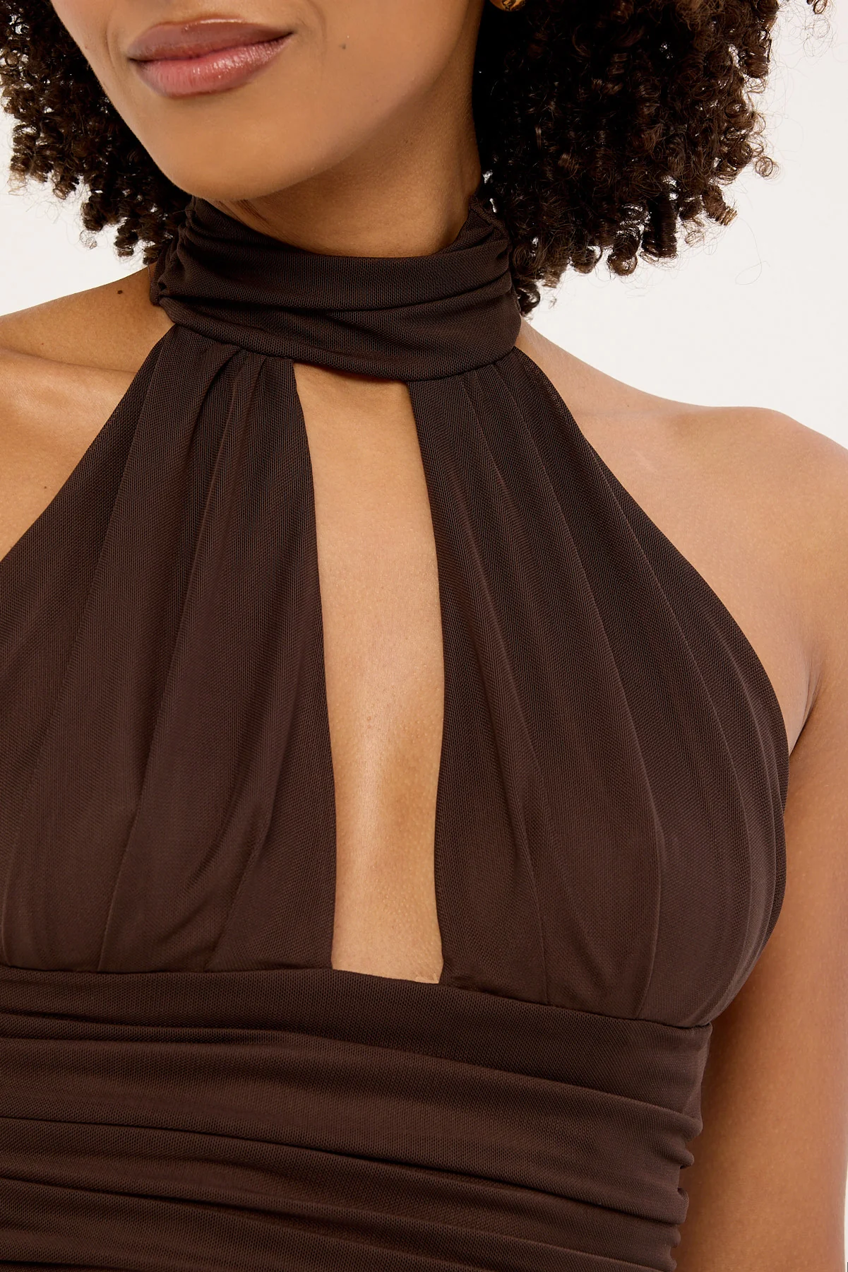 Perfect Stranger Carmin Halter Mini Dress Brown - Image 3