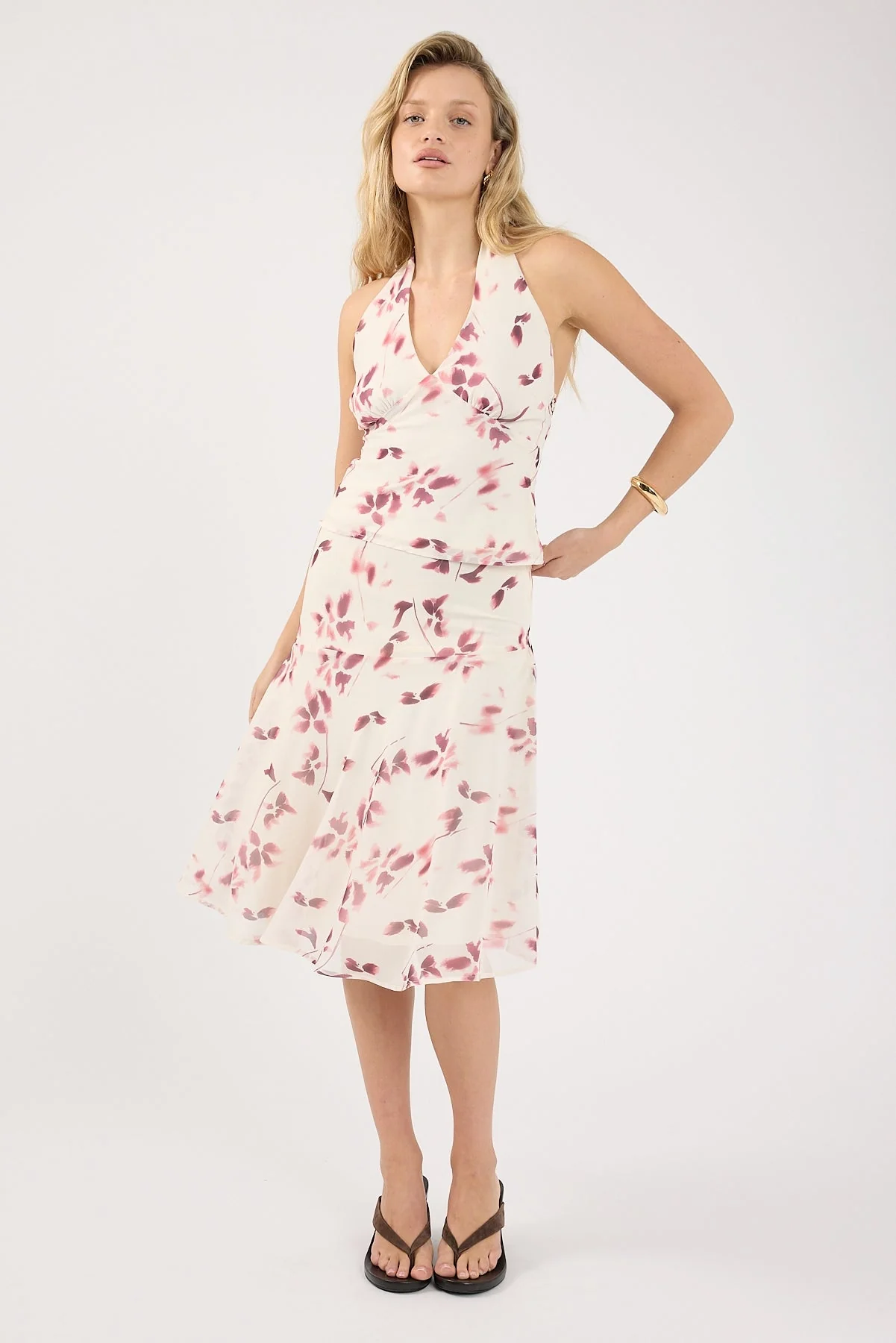 Perfect Stranger Charlotte Halter Top Burgundy Print - Image 5