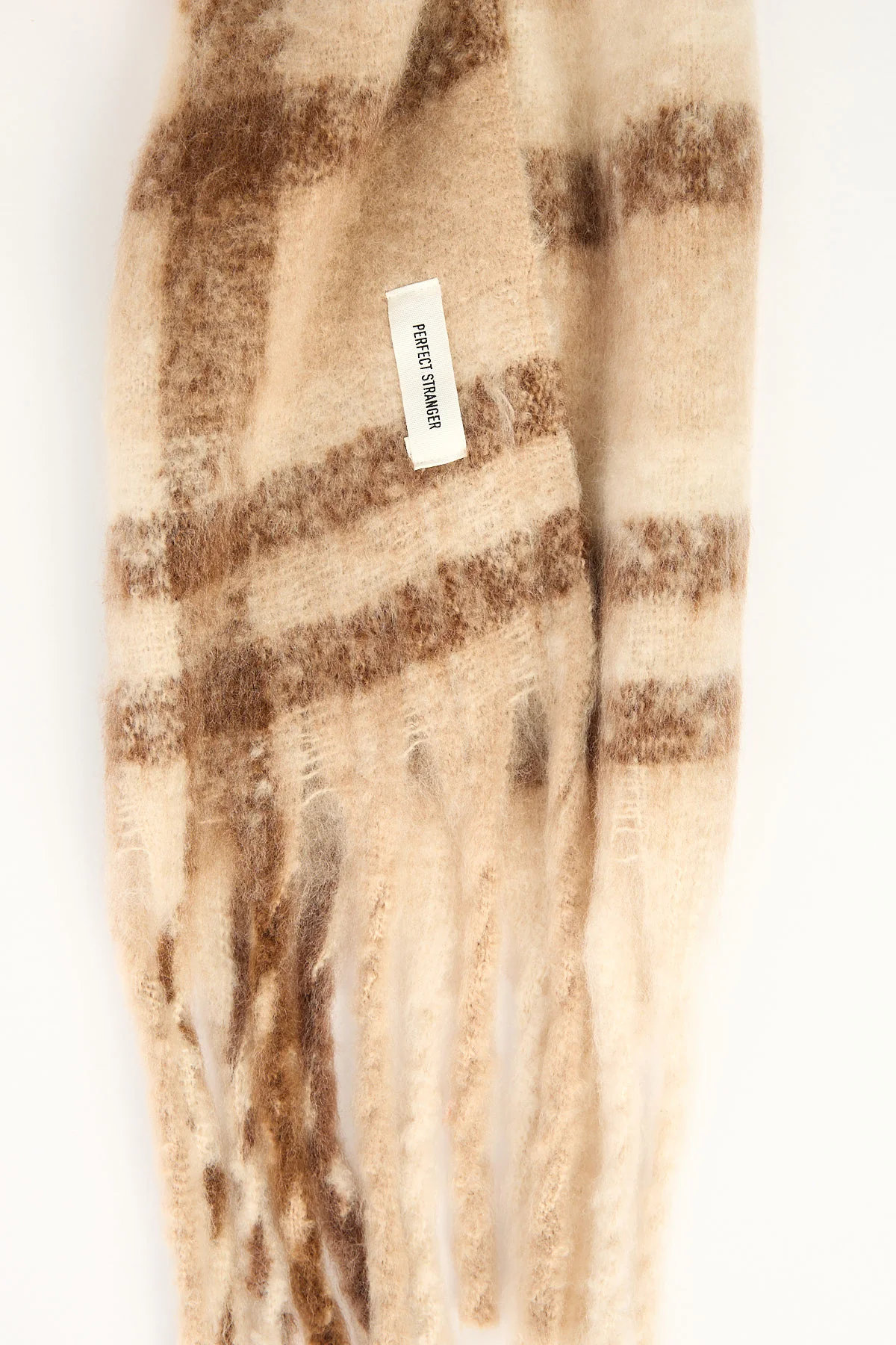Perfect Stranger Check Plush Oversized Knit Scarf Brown Print - Image 2