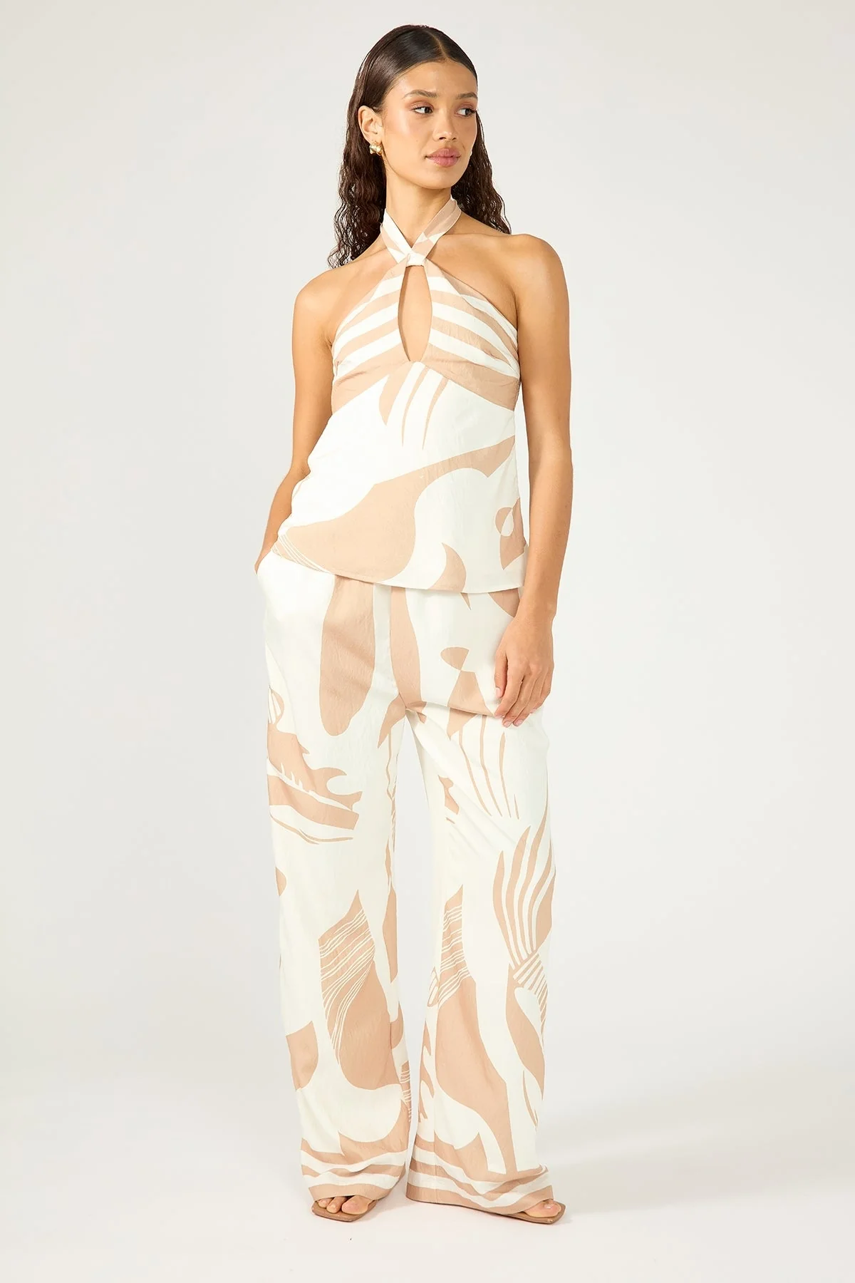 Perfect Stranger Cielle Halter Cami Top Nude Print
