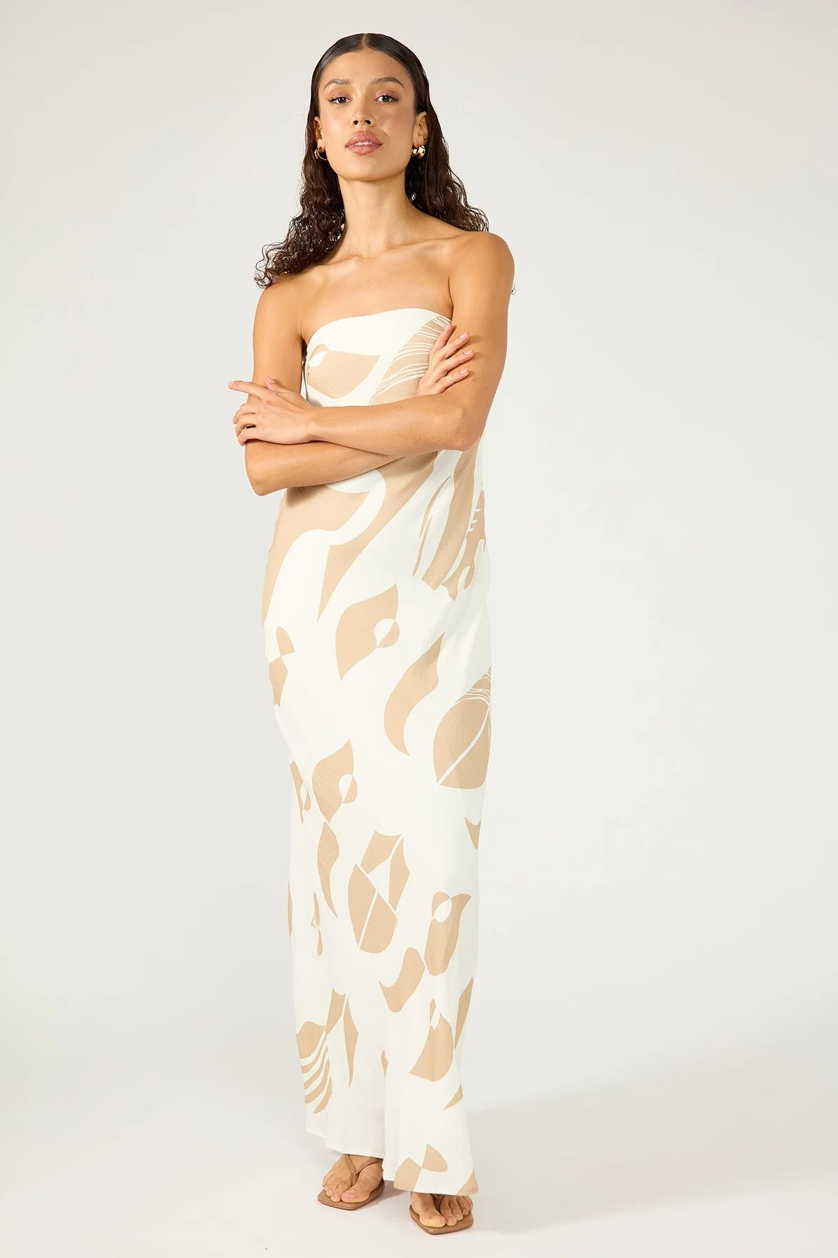 Perfect Stranger Cielle Strapless Maxi Dress Nude Print - Image 2