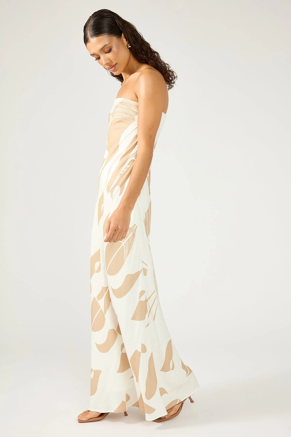 Perfect Stranger Cielle Strapless Maxi Dress Nude Print - Image 3