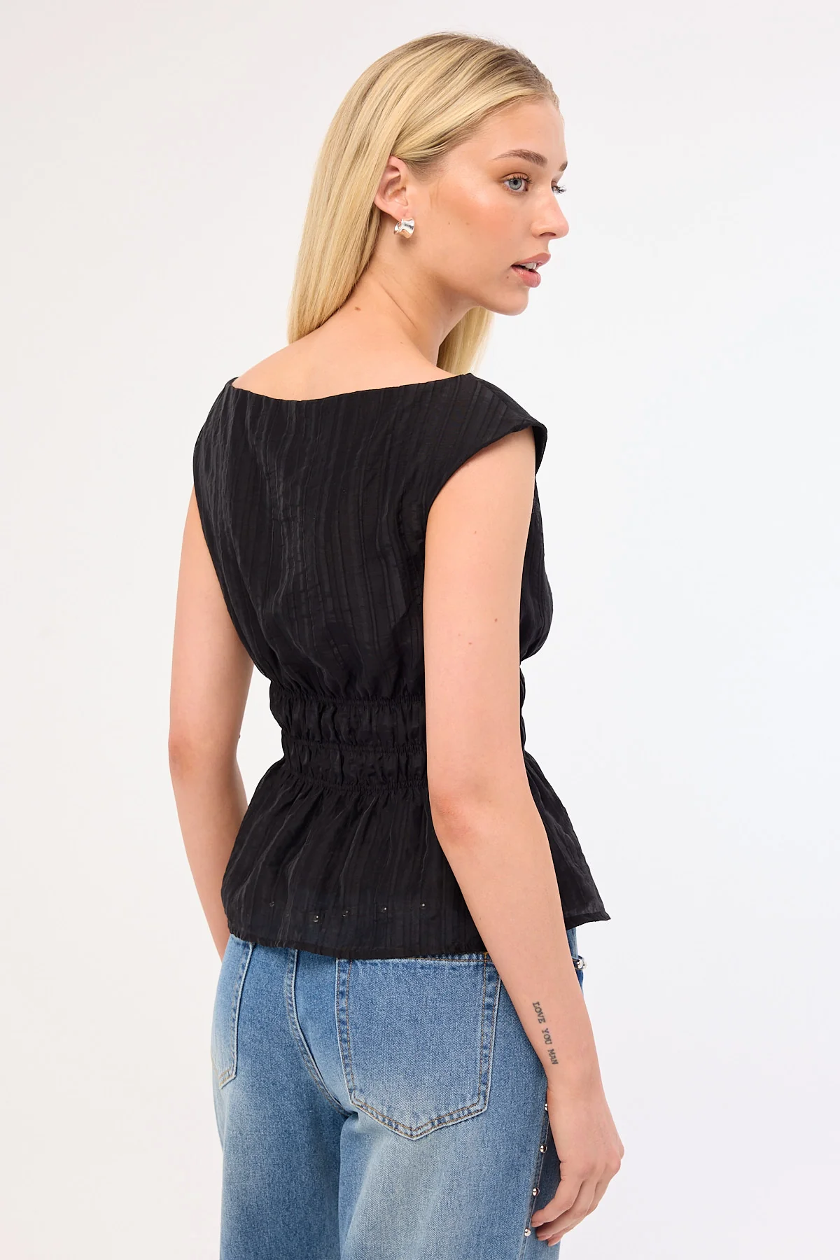 Perfect Stranger Claudette Shirred Top Black - Image 6
