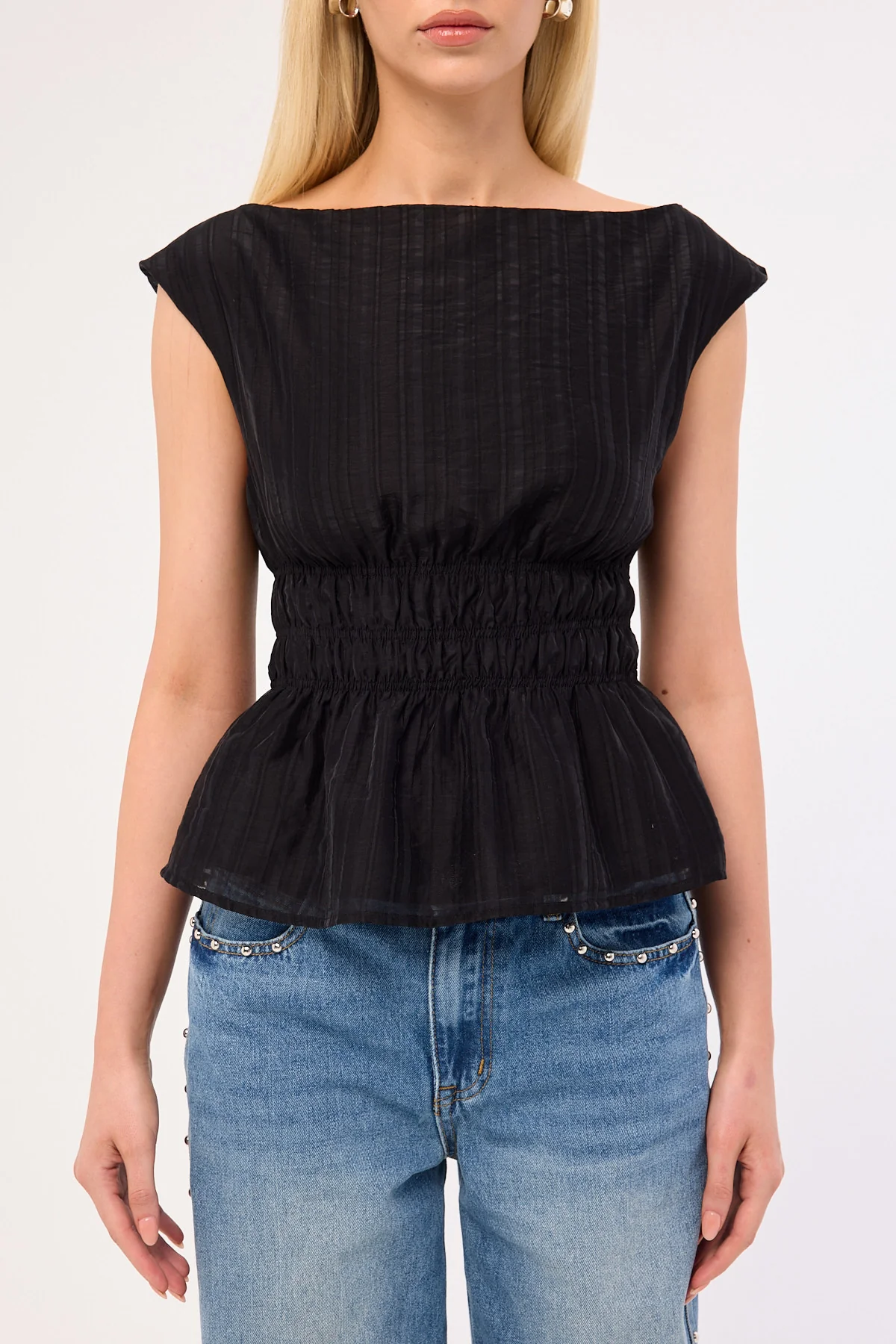 Perfect Stranger Claudette Shirred Top Black - Image 8