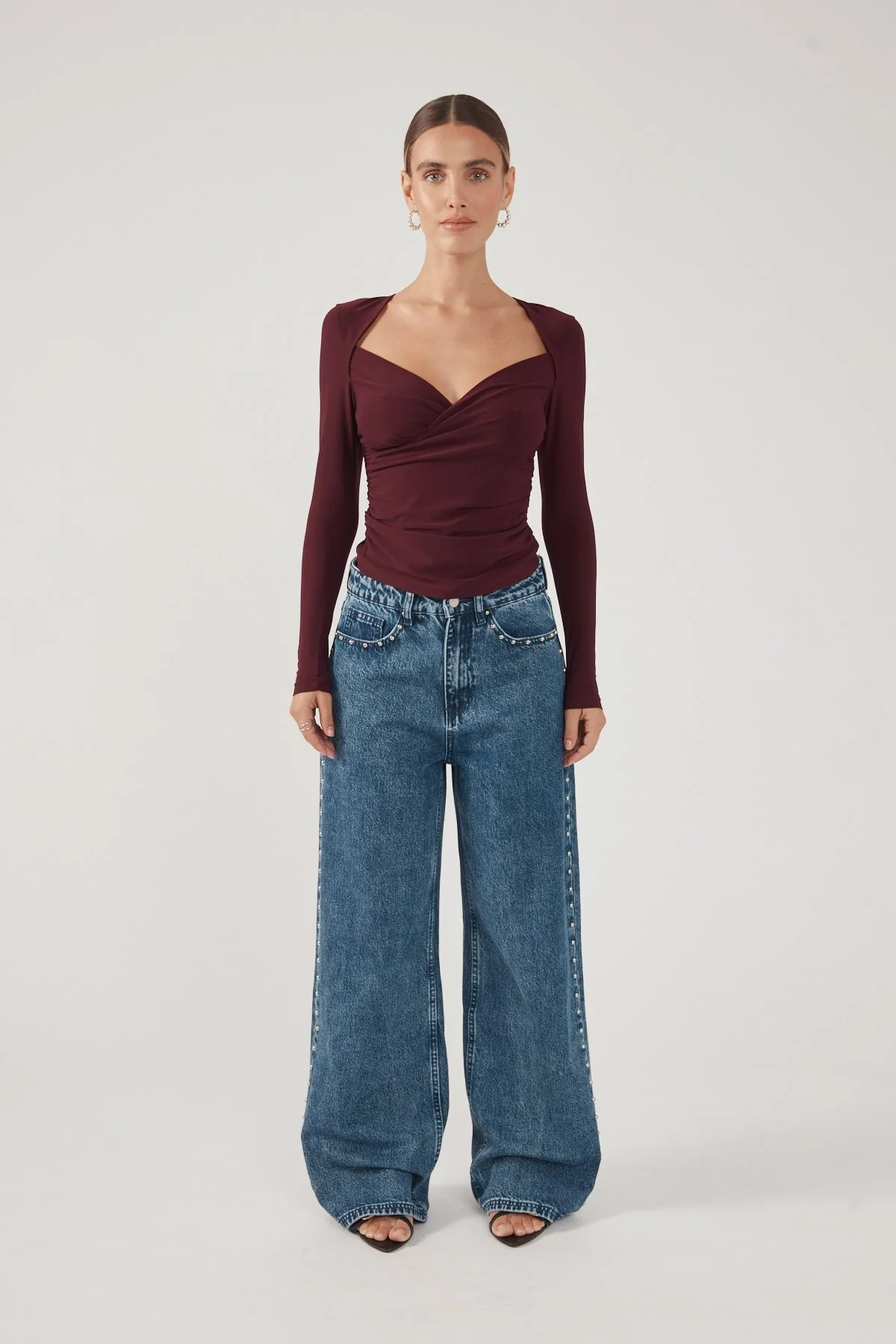 Perfect Stranger Dominik Long Sleeve Top Plum