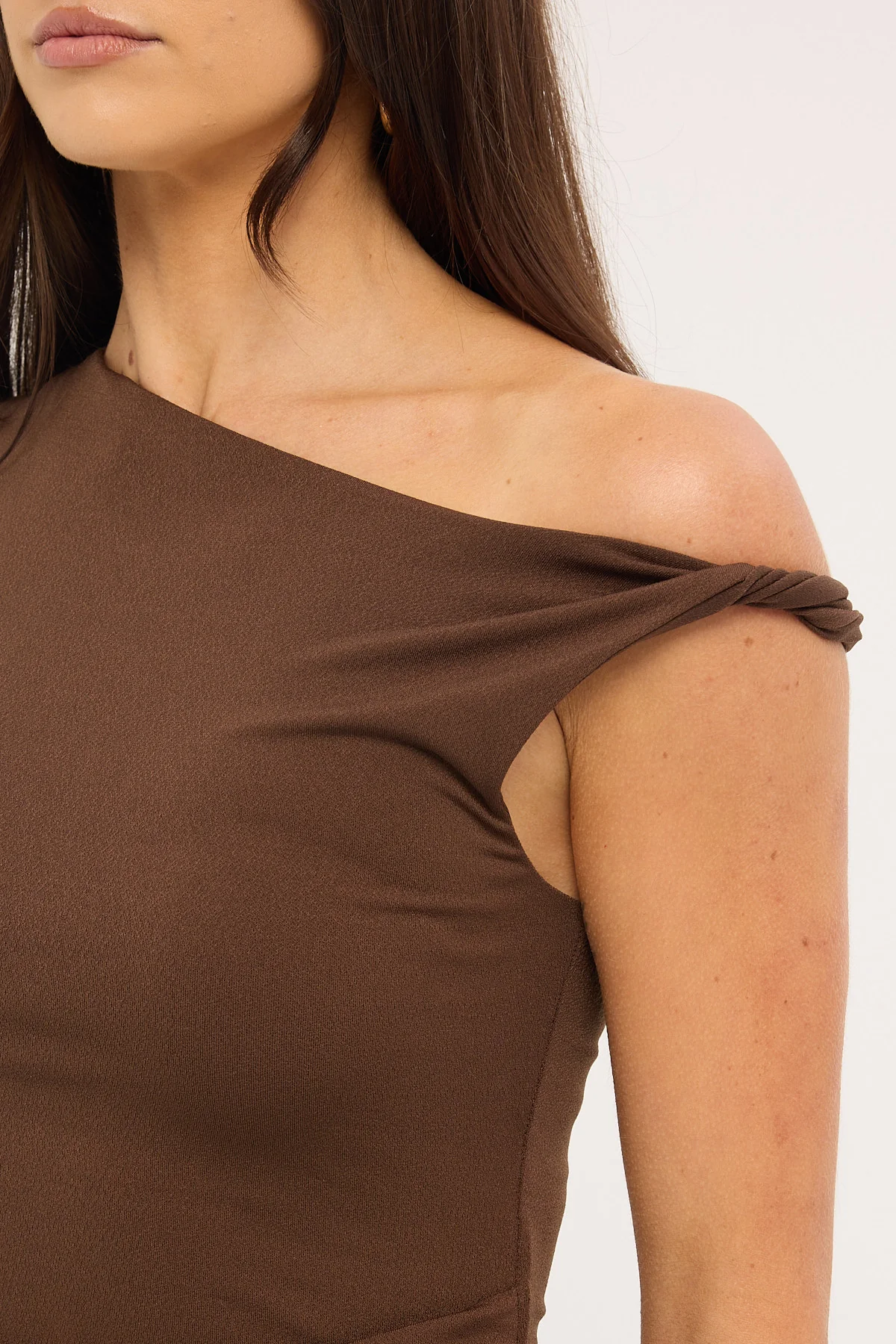 Perfect Stranger Dorian Draped Buckle Top Brown - Image 6