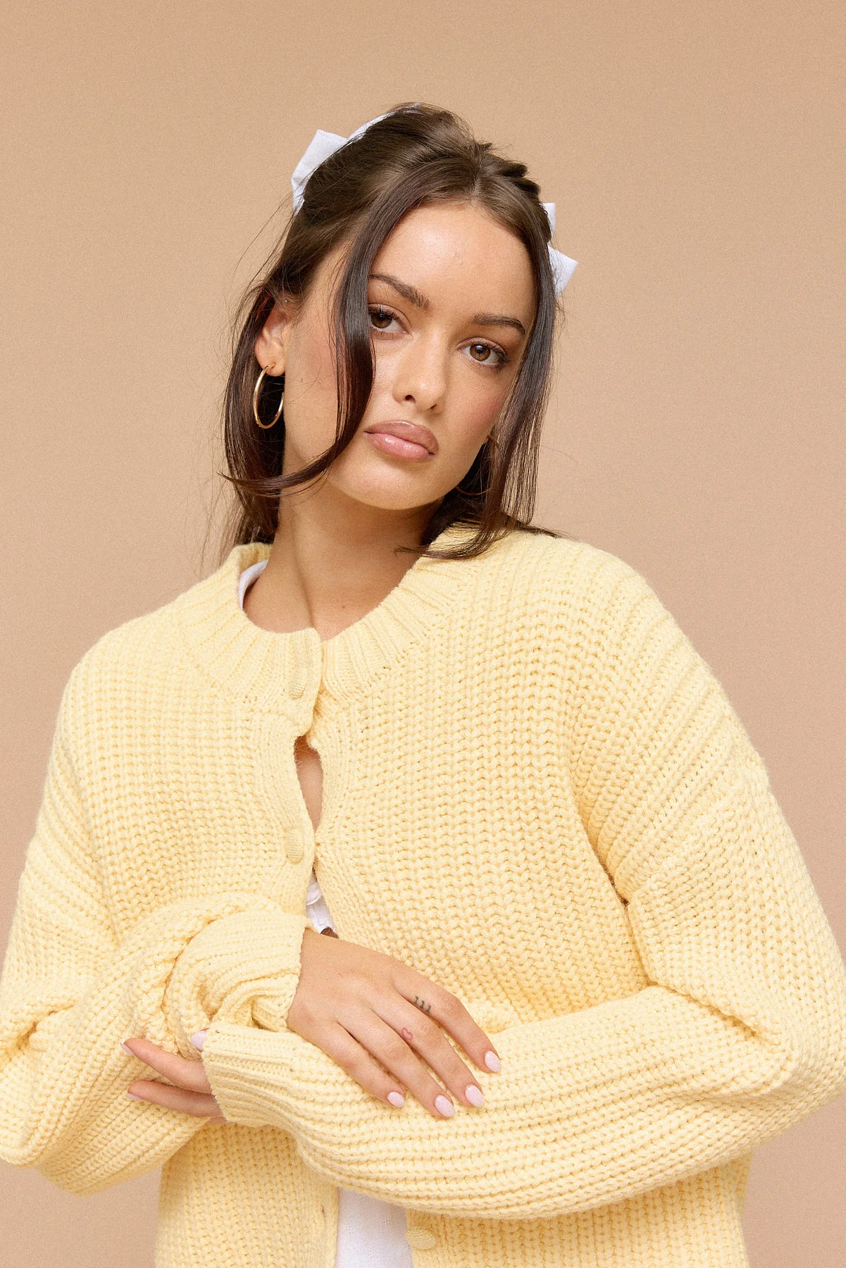 Perfect Stranger Dottie Slouch Cardigan Lemon - Image 3