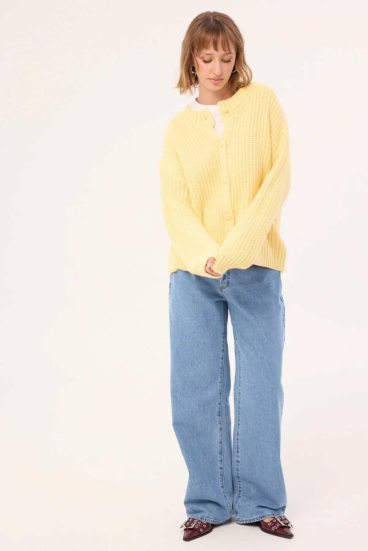 Perfect Stranger Dottie Slouch Cardigan Lemon - Image 5