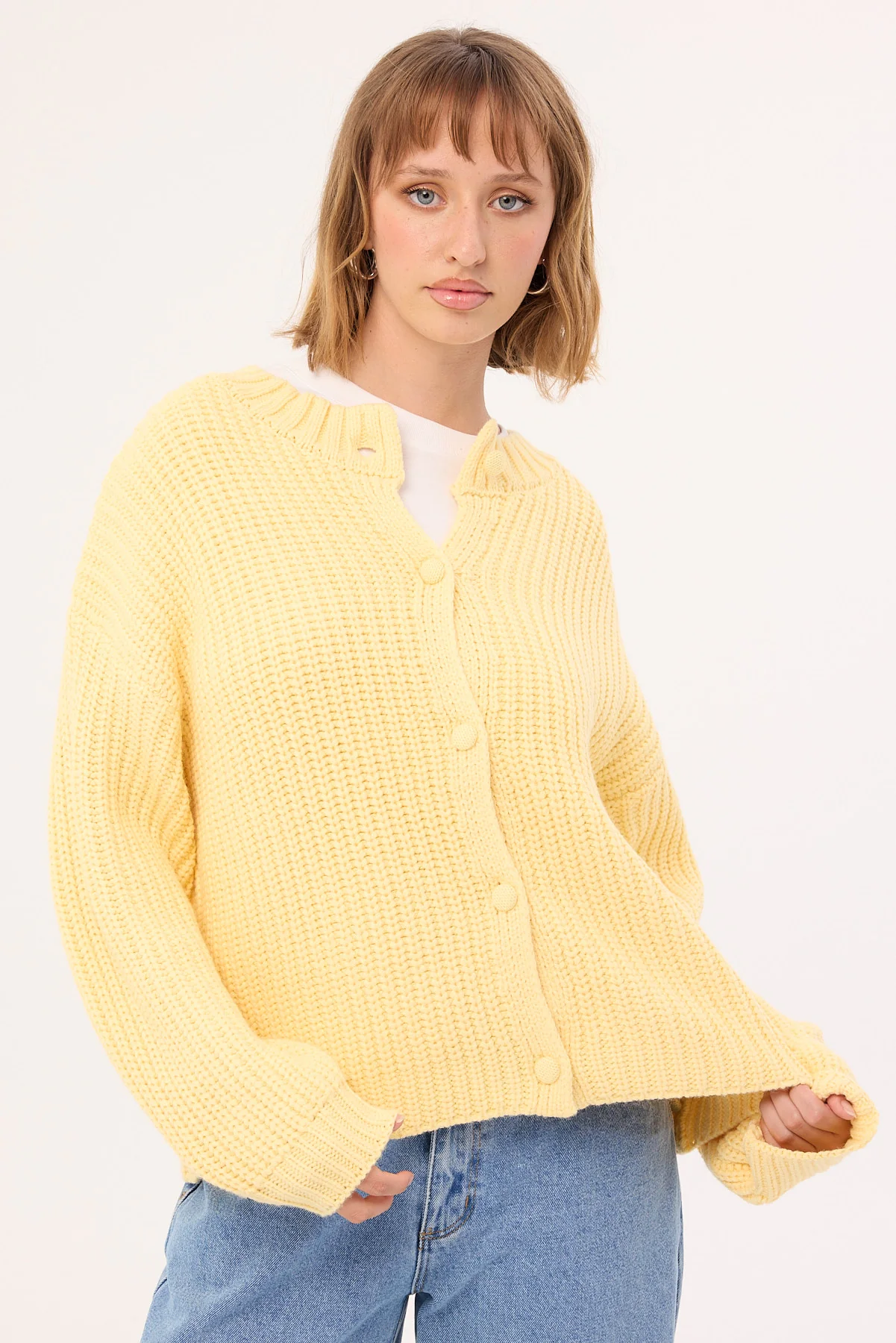 Perfect Stranger Dottie Slouch Cardigan Lemon - Image 6
