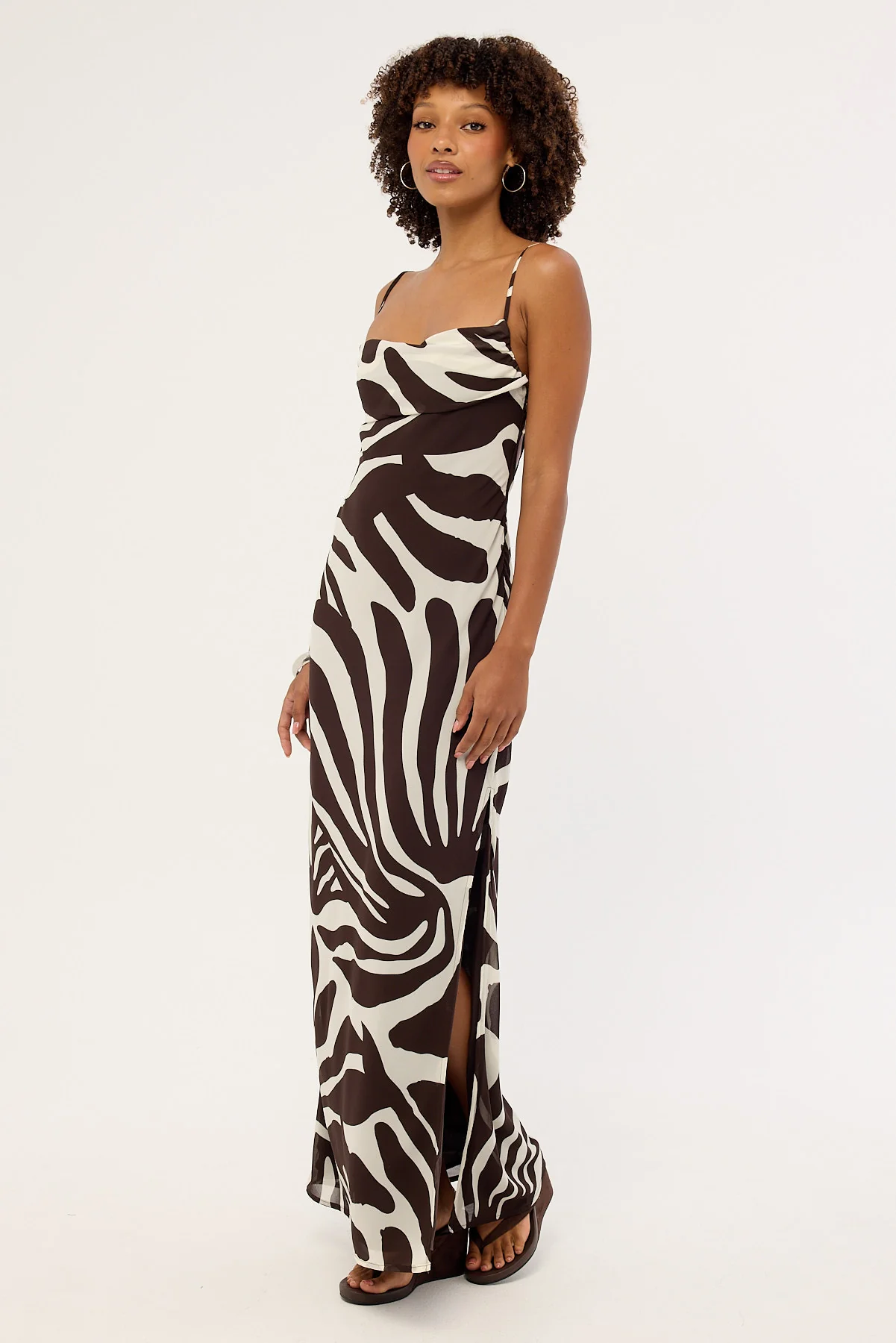 Perfect Stranger Drift Chiffon Maxi Dress Brown Print - Image 4