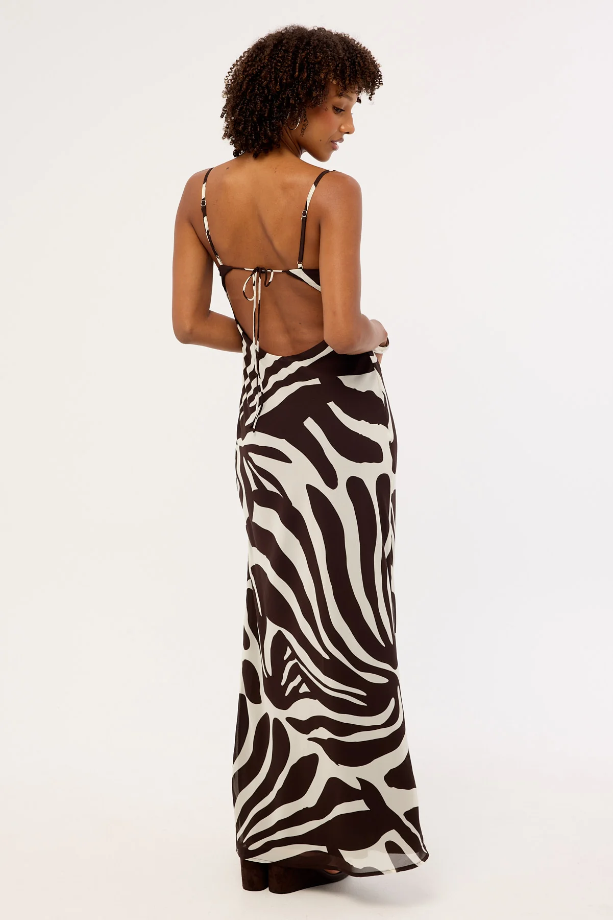 Perfect Stranger Drift Chiffon Maxi Dress Brown Print - Image 5