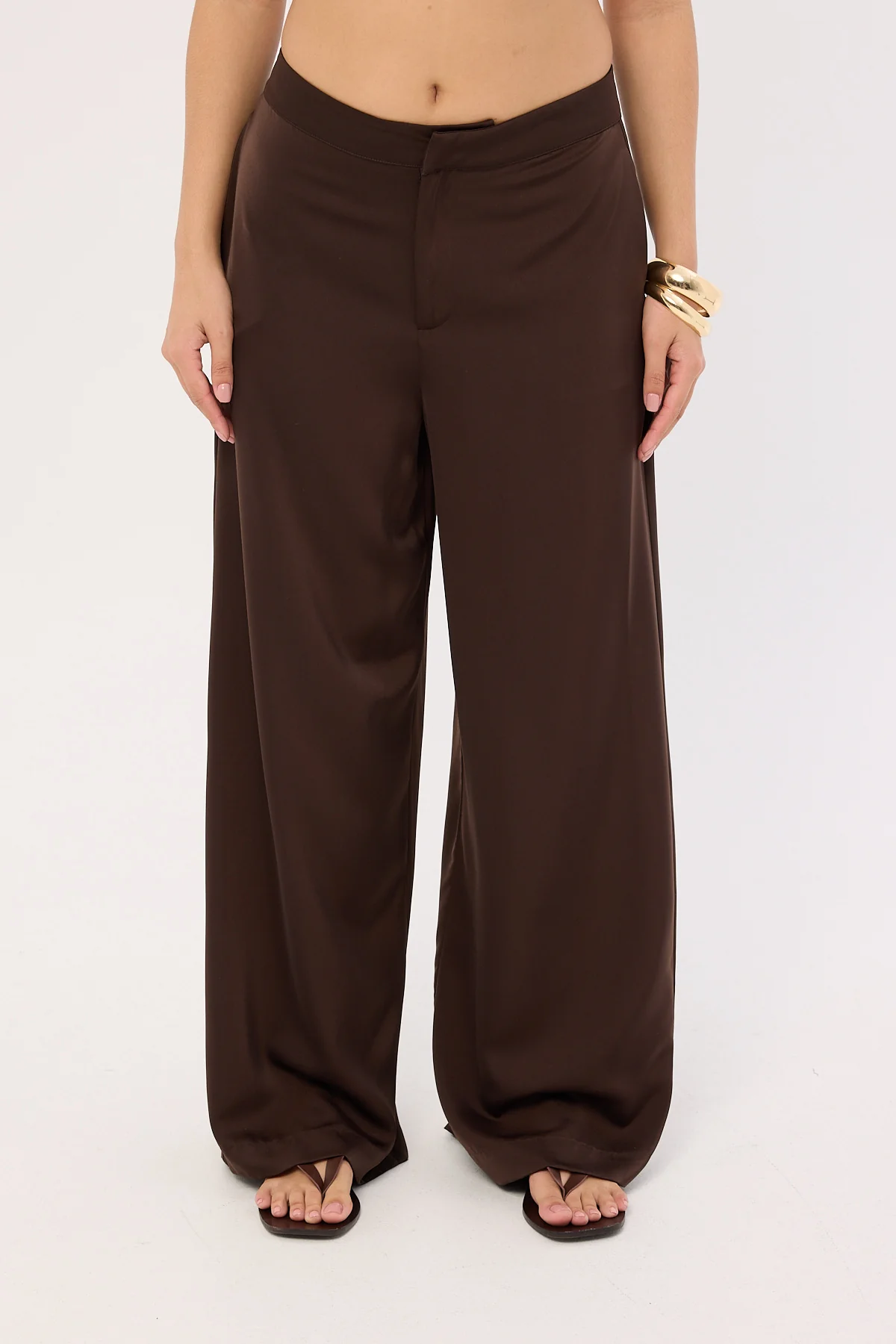 Perfect Stranger Ellie Satin Mid Rise Pants Brown - Image 7