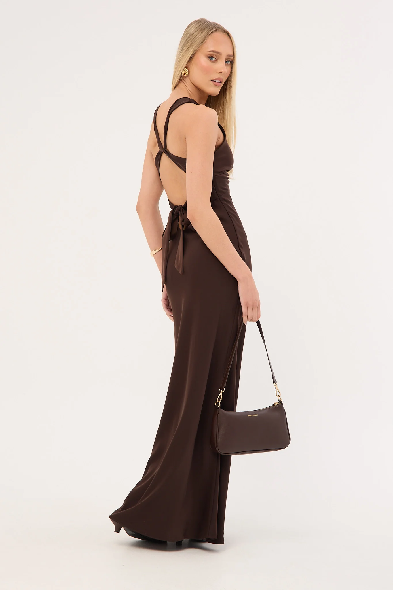 Perfect Stranger Ellie Twist Front Maxi Dress Brown - Image 6