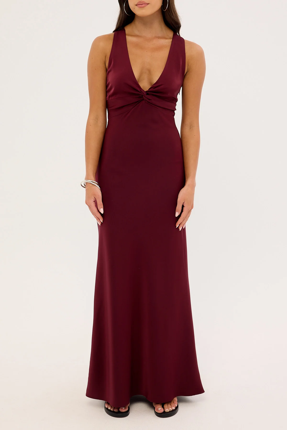 Perfect Stranger Ellie Twist Front Maxi Dress Burgundy - Image 6