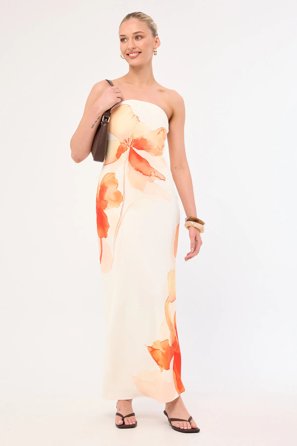 Perfect Stranger Enara Bloom Maxi Dress Orange Print - Image 2