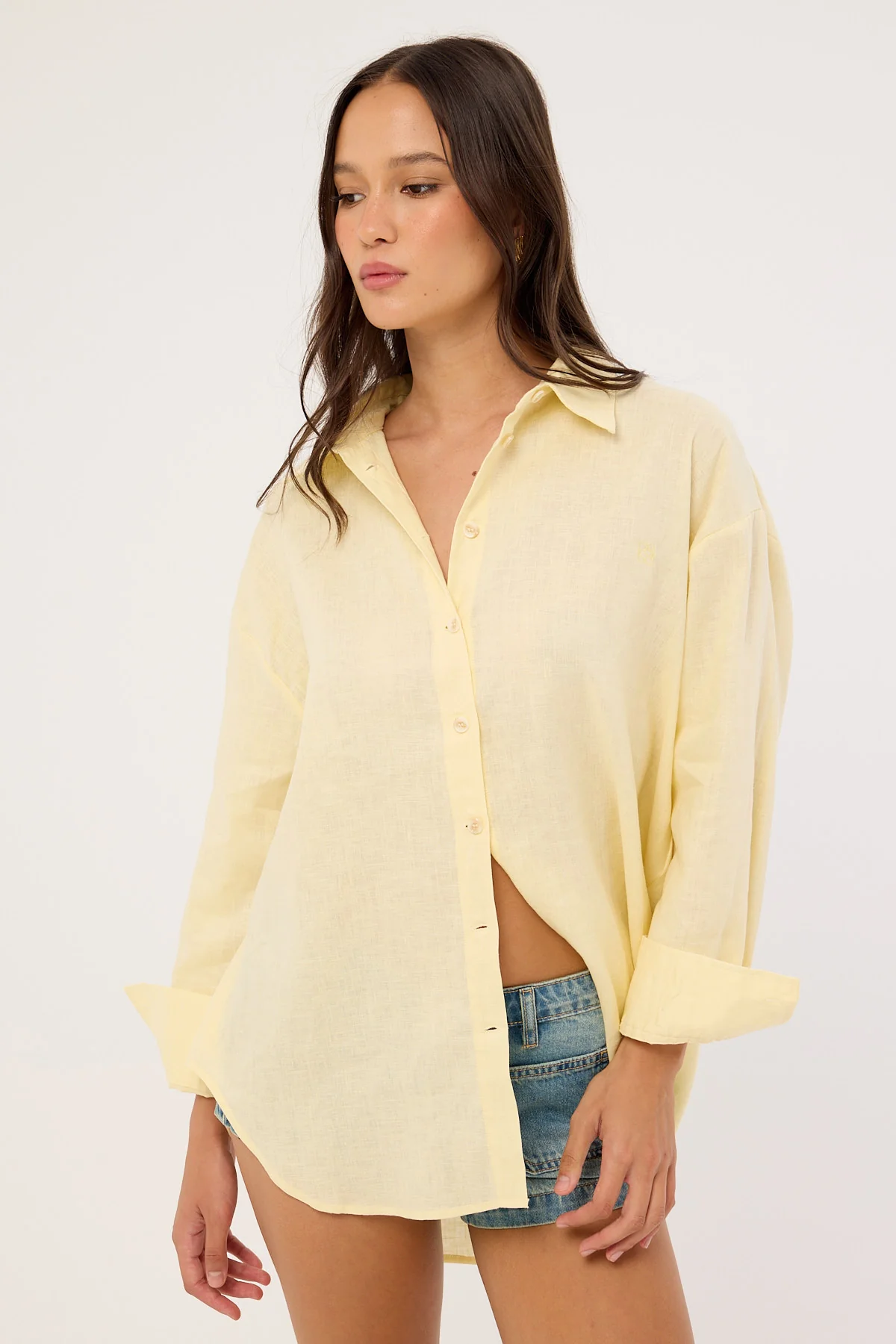 Perfect Stranger Etta Linen Long Sleeve Shirt Butter - Image 3