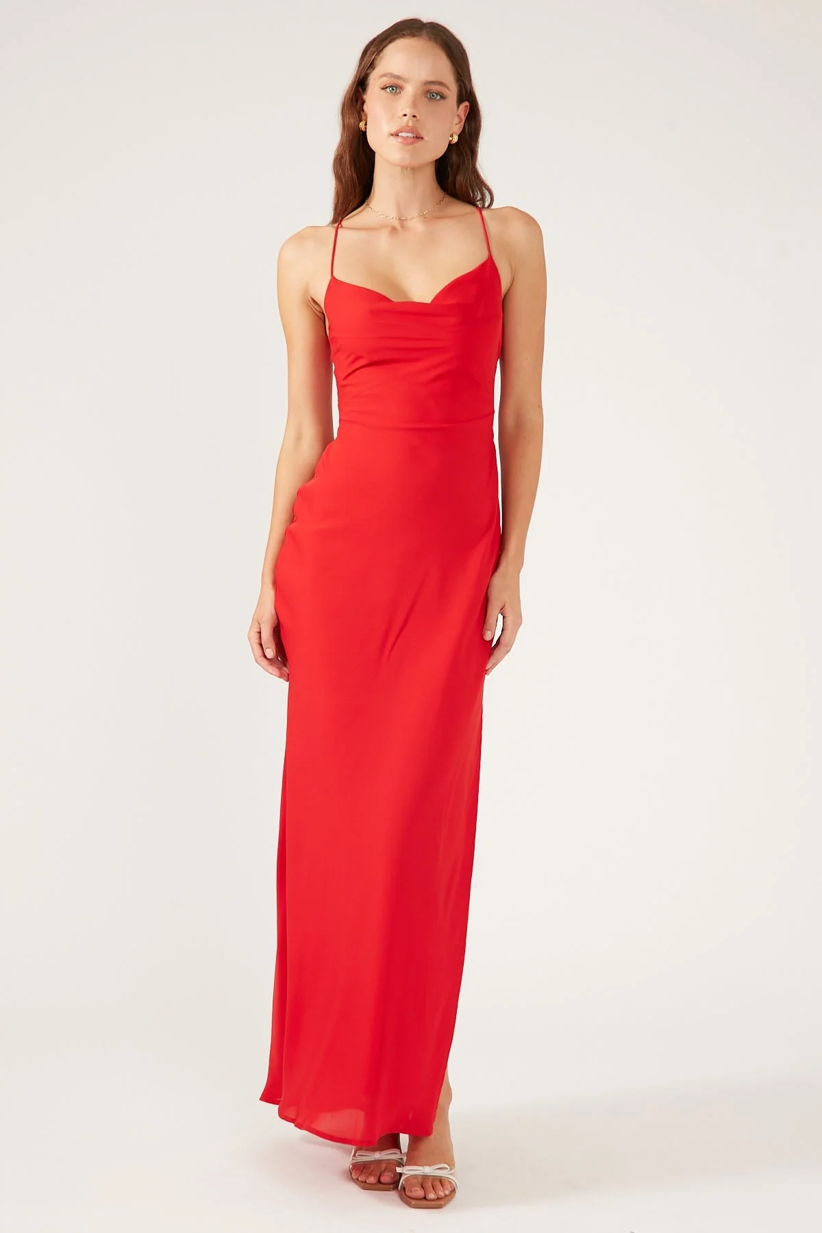 Perfect Stranger Evie Chiffon Maxi Dress Red - Image 2