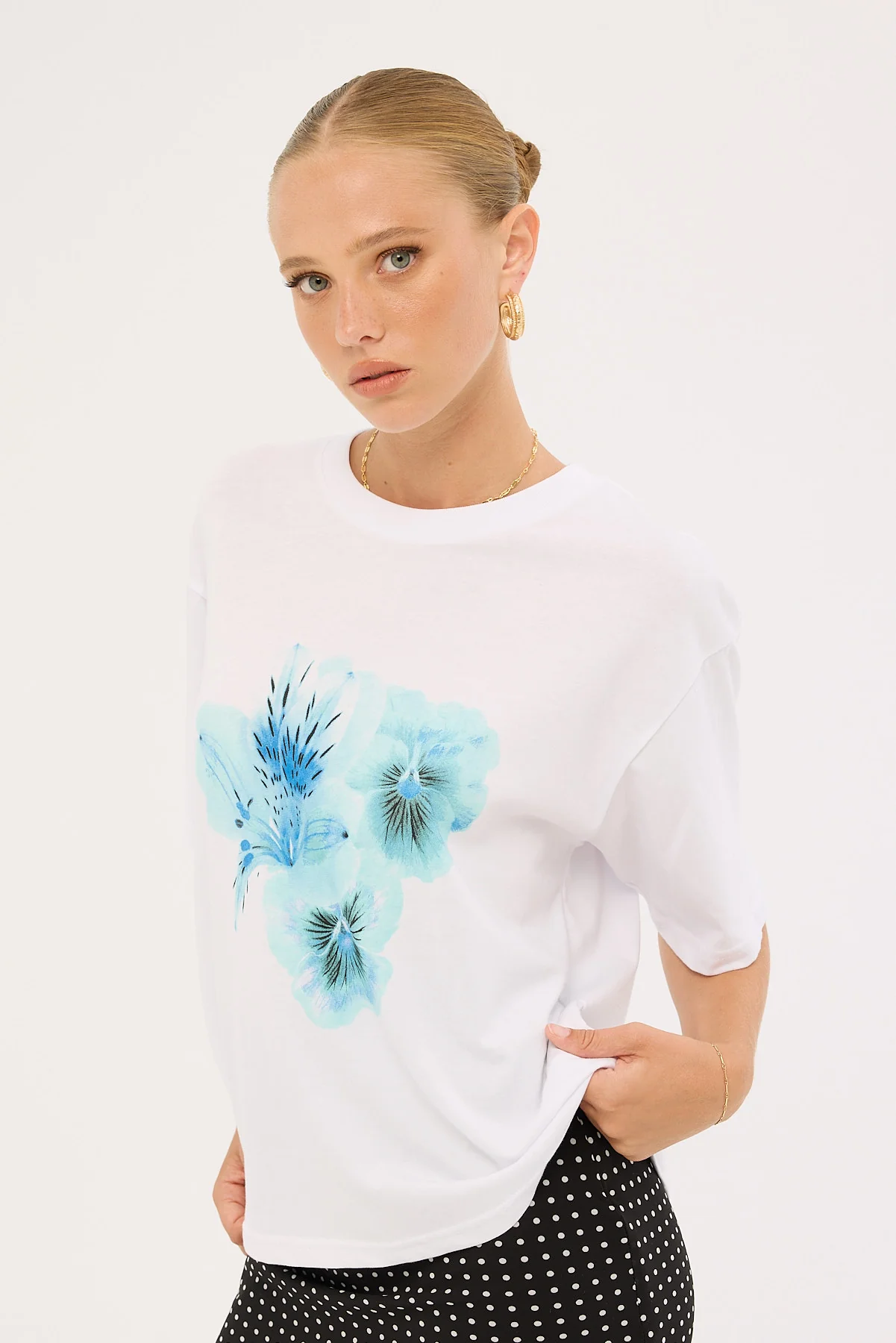 Perfect Stranger Floret Oversized Graphic Tee White - Image 3