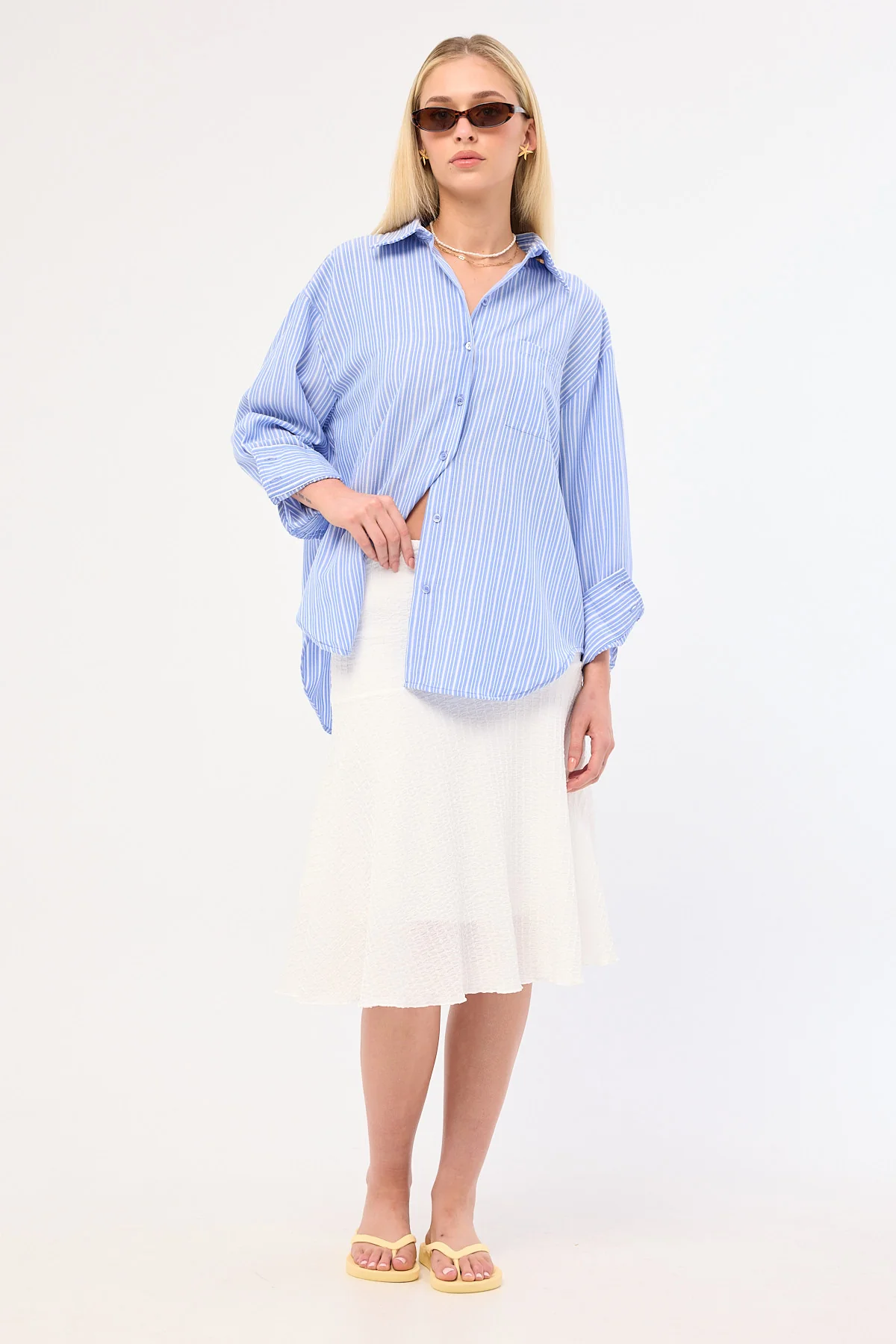 Perfect Stranger Hanna Striped Oversized Shirt Blue Stripe - Image 2
