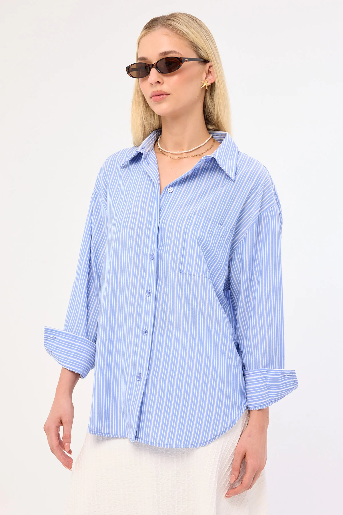 Perfect Stranger Hanna Striped Oversized Shirt Blue Stripe - Image 4