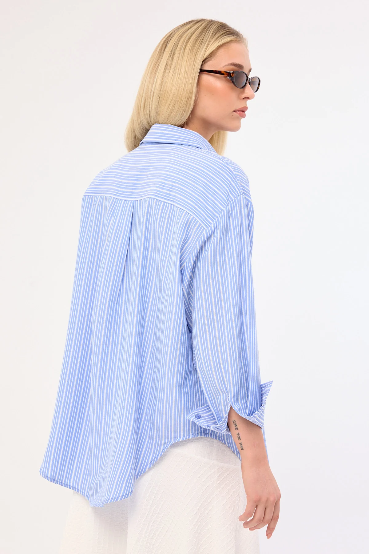 Perfect Stranger Hanna Striped Oversized Shirt Blue Stripe - Image 5