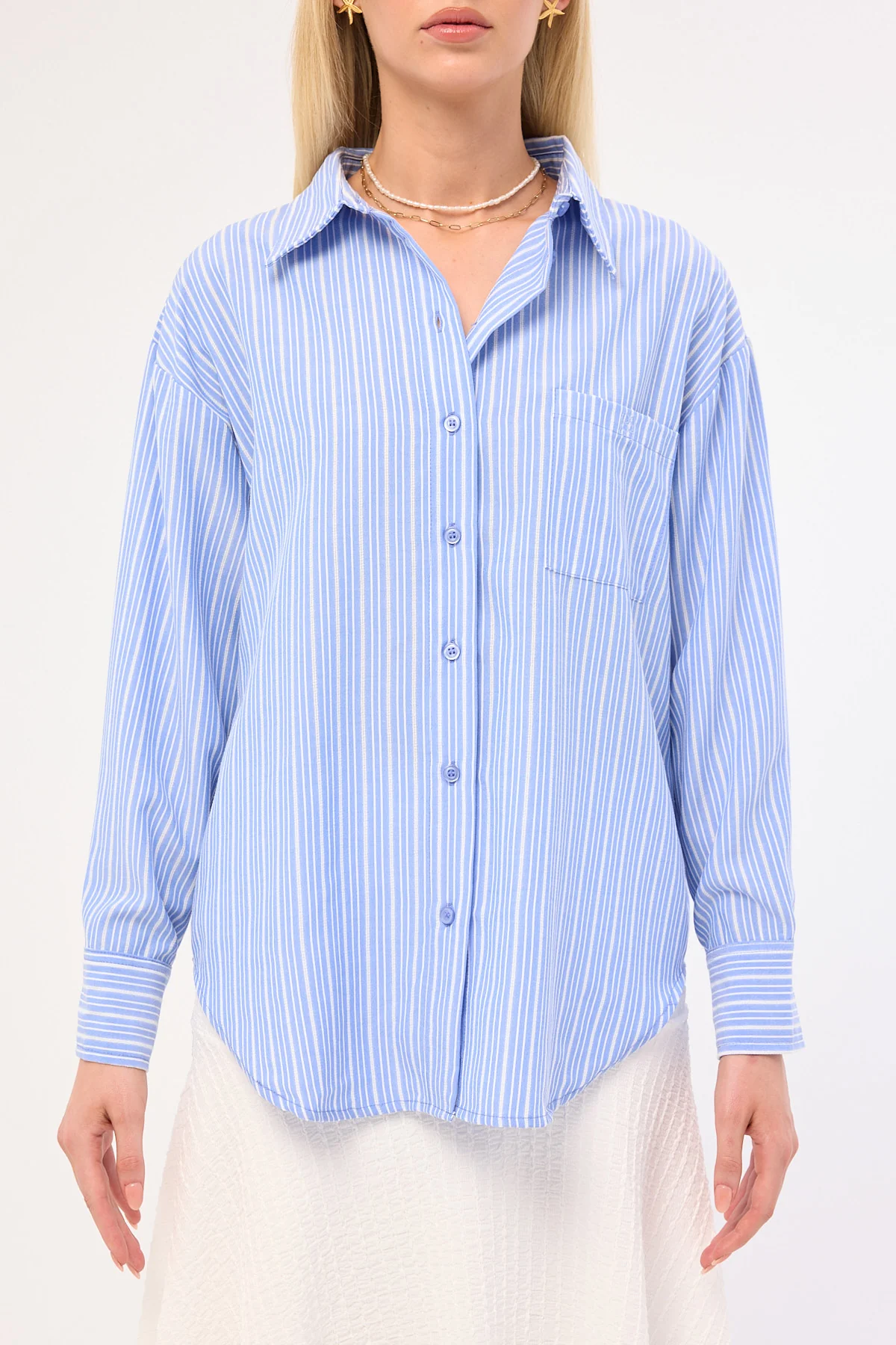 Perfect Stranger Hanna Striped Oversized Shirt Blue Stripe - Image 6