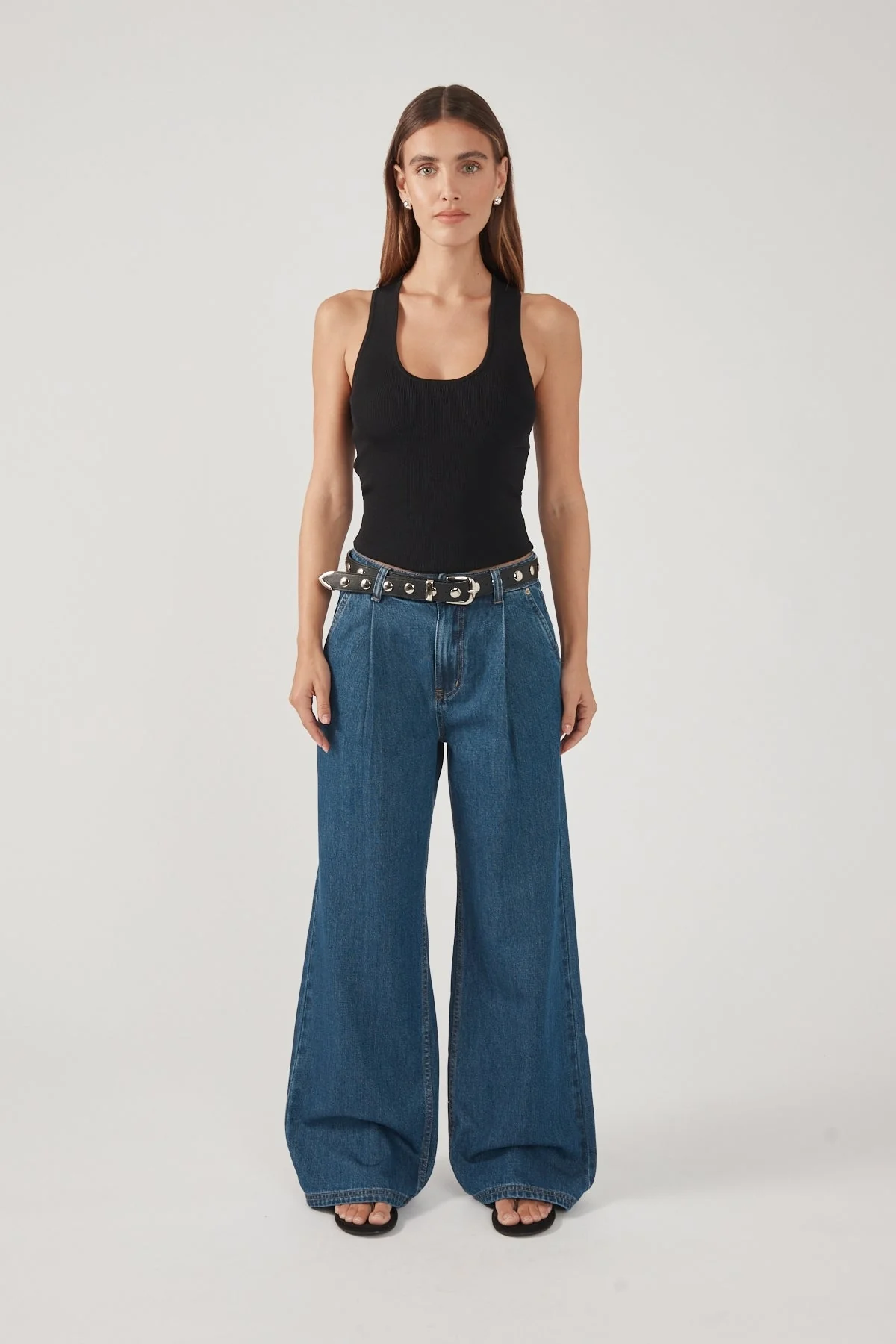 Perfect Stranger High Rise Pleated Jean Deep Blue Denim - Image 3
