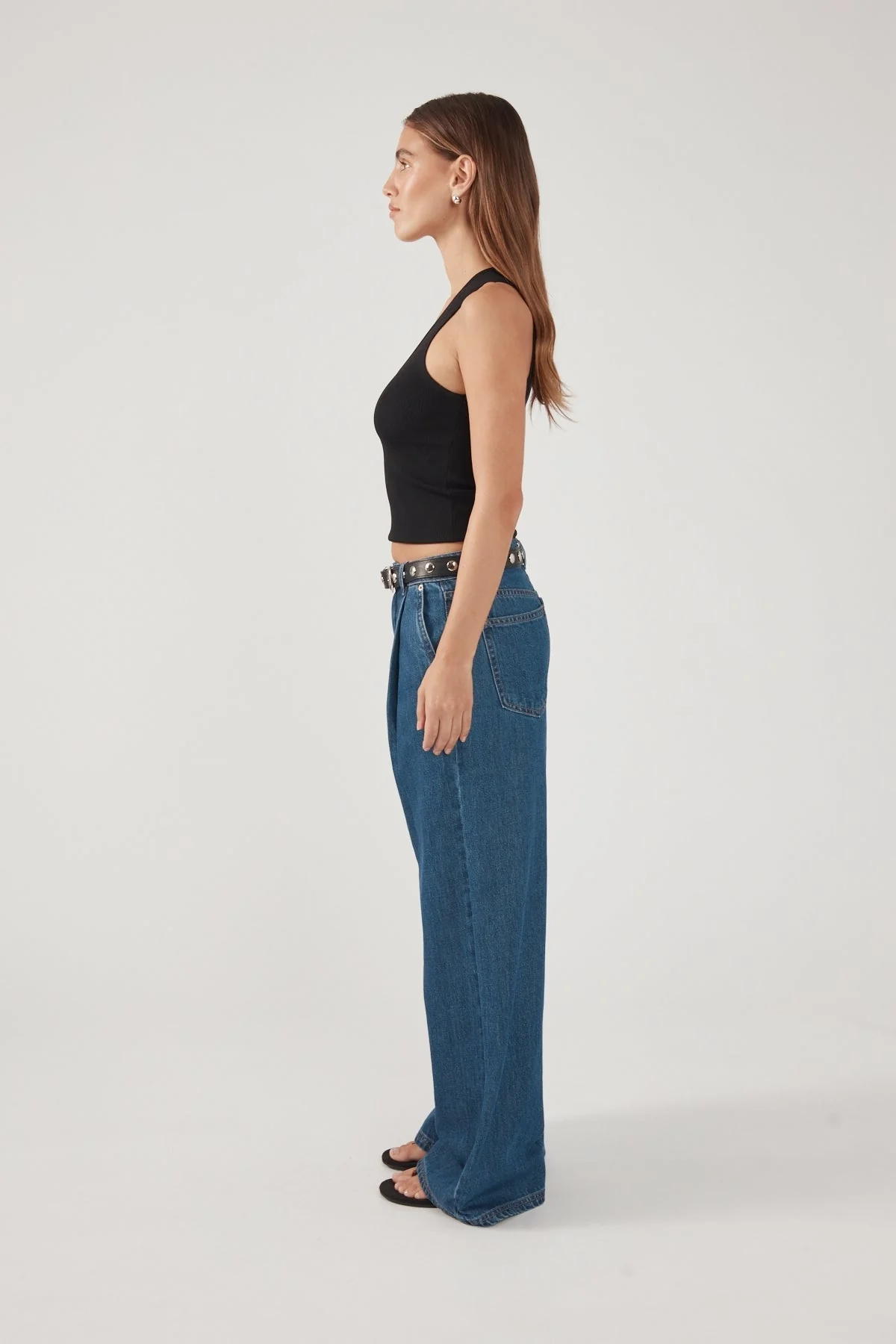 Perfect Stranger High Rise Pleated Jean Deep Blue Denim - Image 4