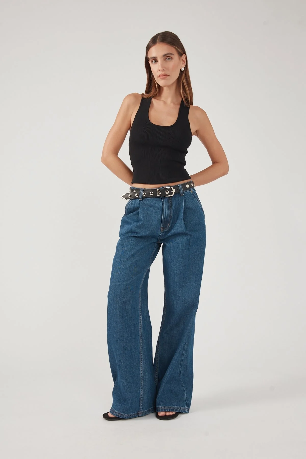 Perfect Stranger High Rise Pleated Jean Deep Blue Denim - Image 6