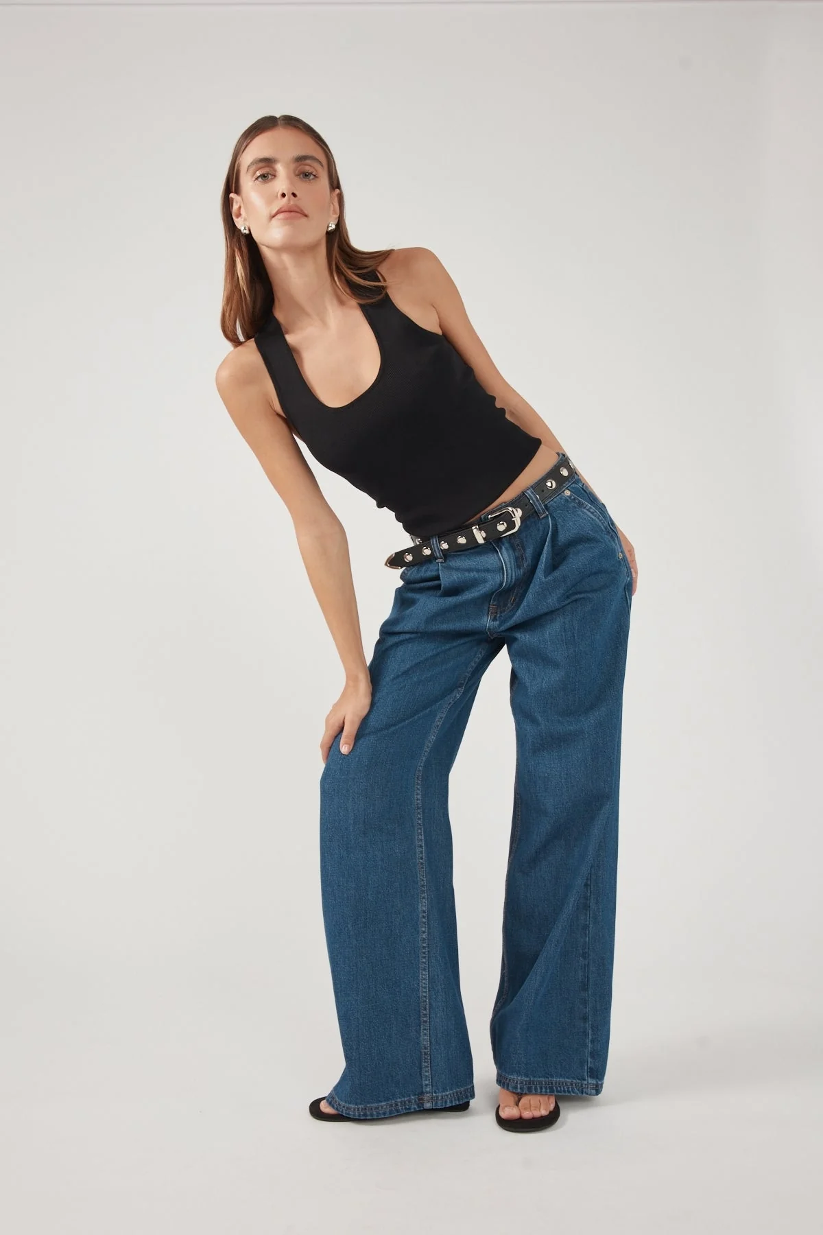 Perfect Stranger High Rise Pleated Jean Deep Blue Denim - Image 7