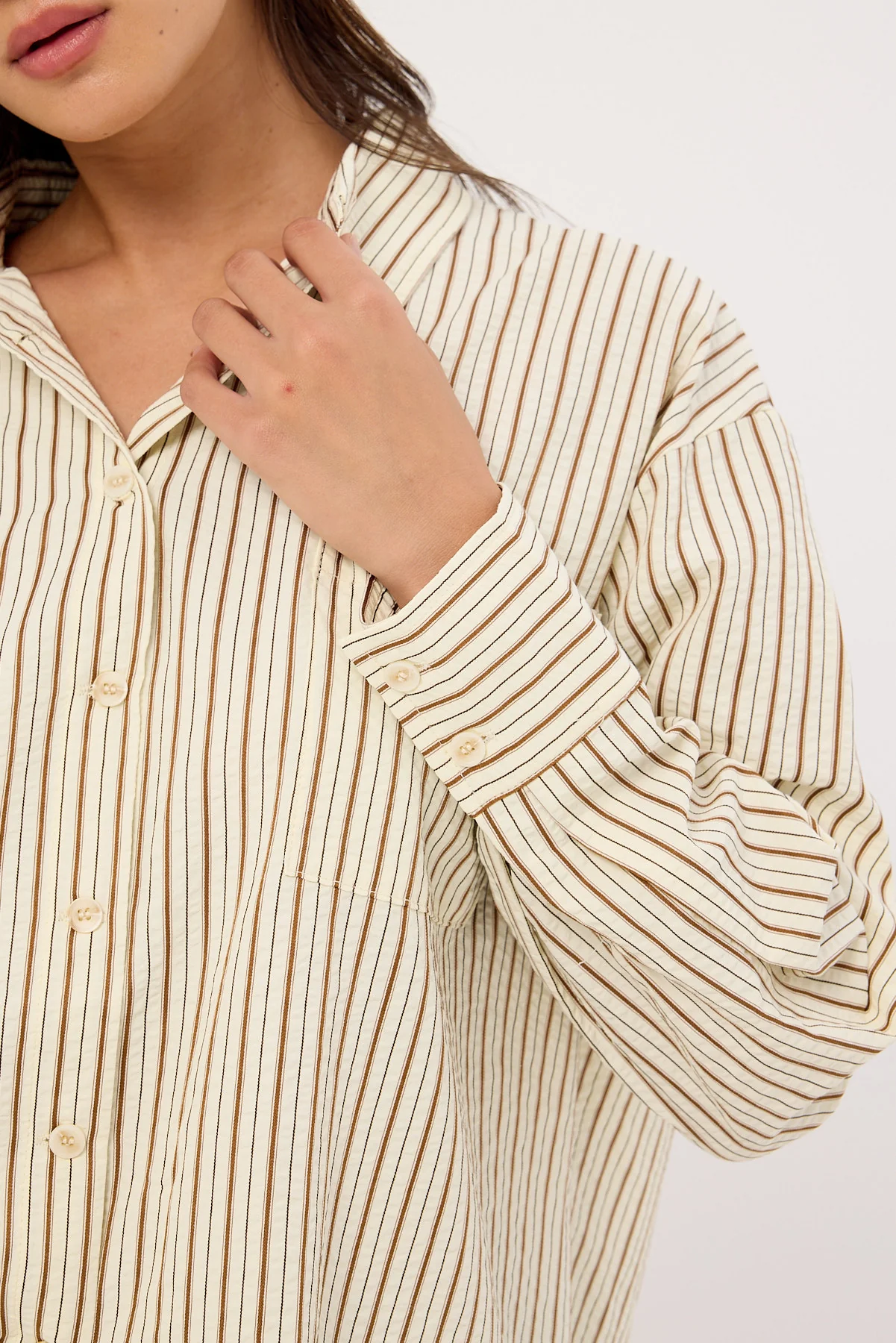 Perfect Stranger Hollis Oversized Shirt Cream Stripe - Image 3