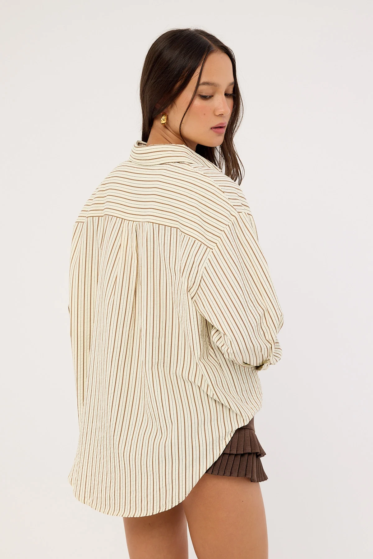 Perfect Stranger Hollis Oversized Shirt Cream Stripe - Image 5
