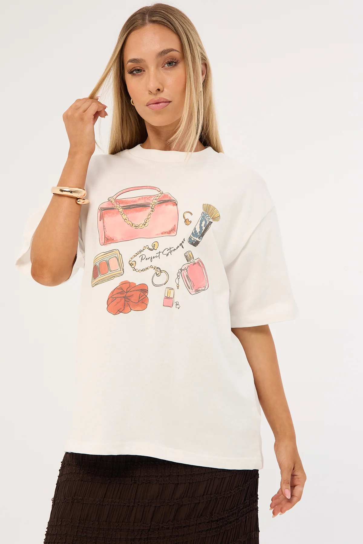 Perfect Stranger In My Bag Oversized T-Shirt White