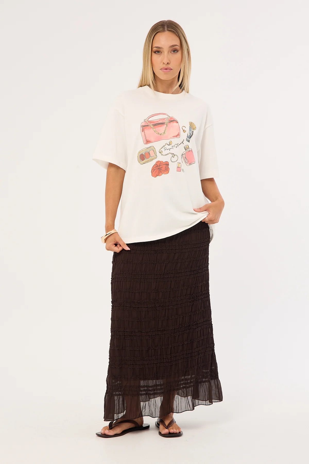 Perfect Stranger In My Bag Oversized T-Shirt White - Image 2