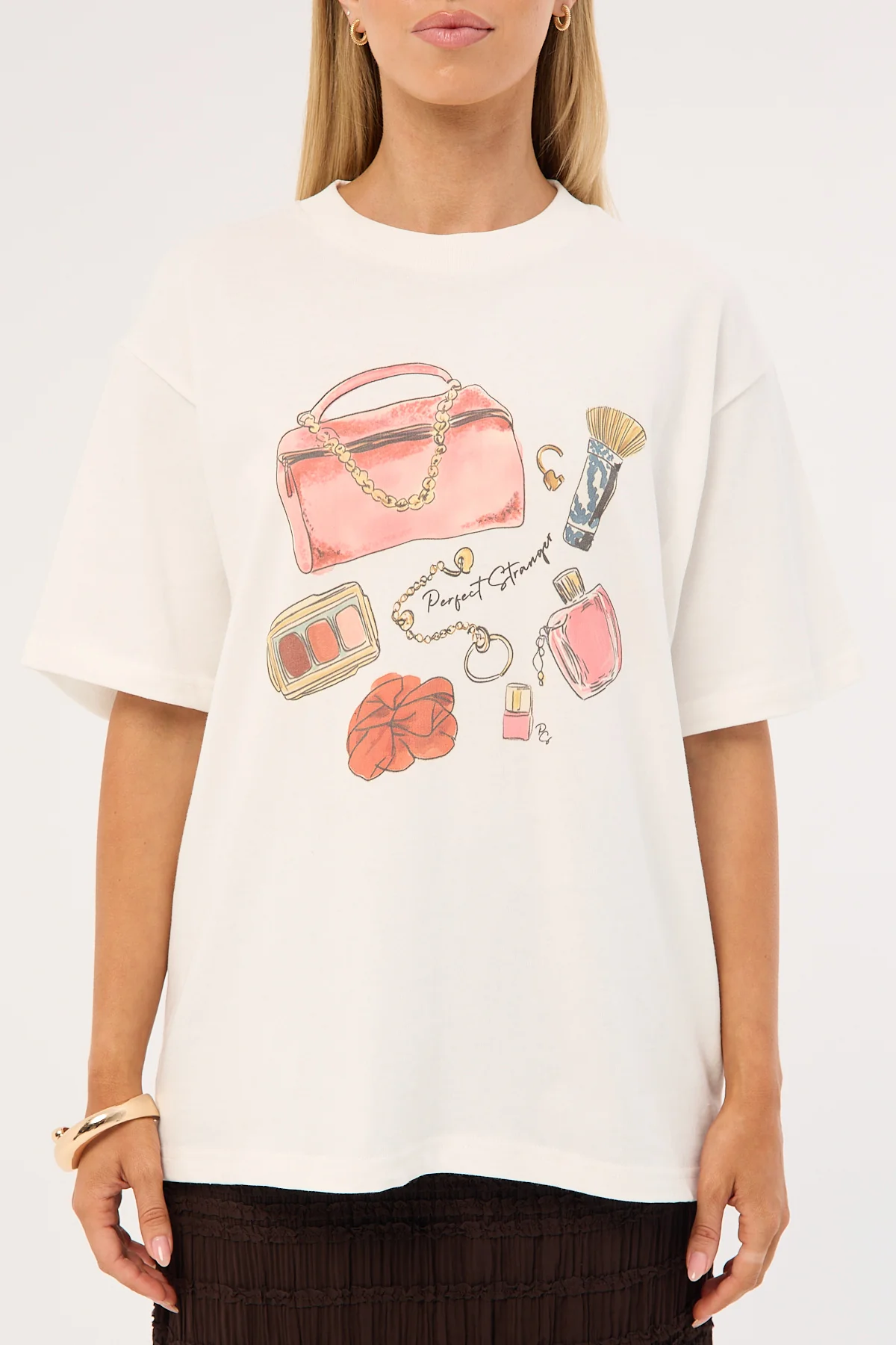 Perfect Stranger In My Bag Oversized T-Shirt White - Image 7