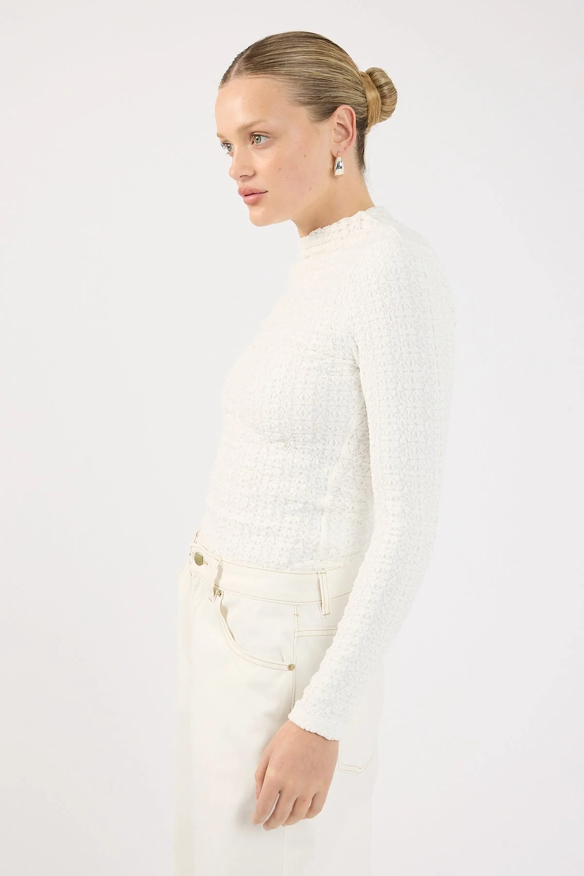 Perfect Stranger Indiana Lace Long Sleeve Top White - Image 4