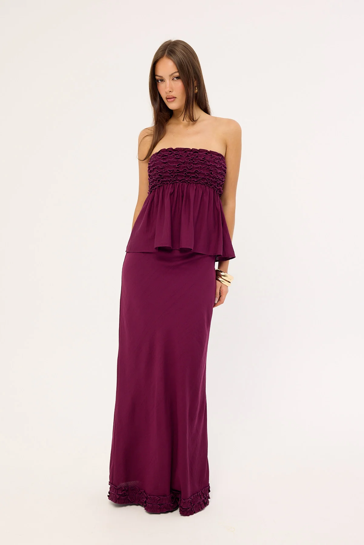 Perfect Stranger Jada Frill Maxi Skirt Plum - Image 3