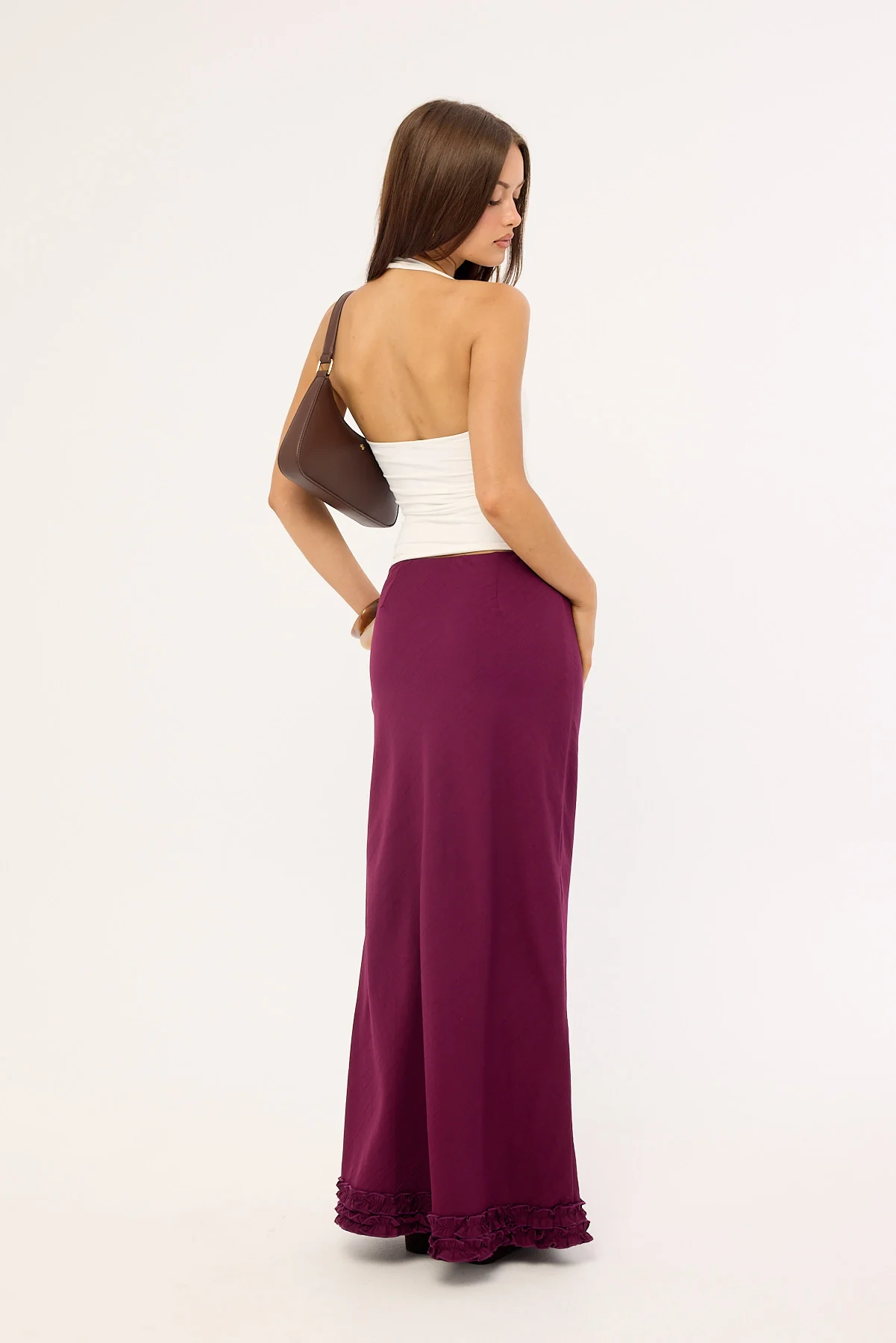 Perfect Stranger Jada Frill Maxi Skirt Plum - Image 6
